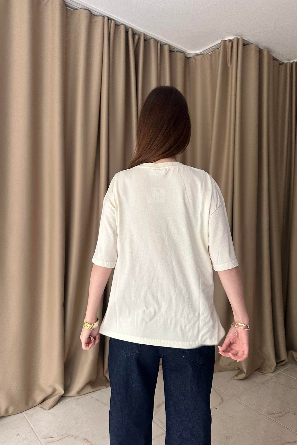 BİSİKLET YAKA BASKILI TSHIRT