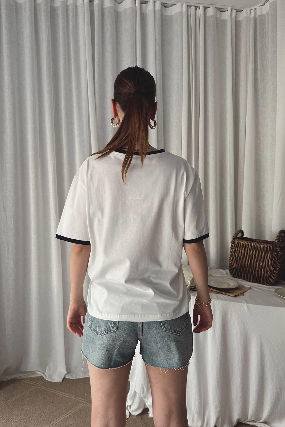 BİSİKLET YAKA BASKILI TSHIRT