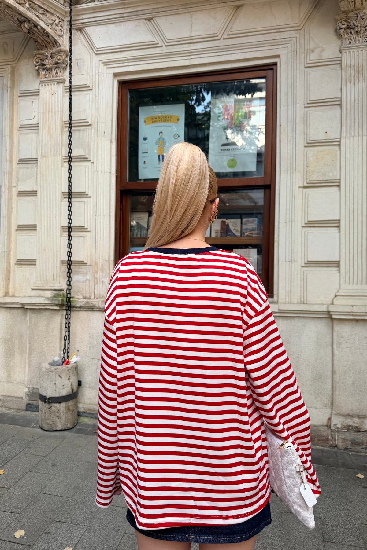 BİSİKLET YAKA ÇİZGİ VE BASKI DTAY TSHIRT