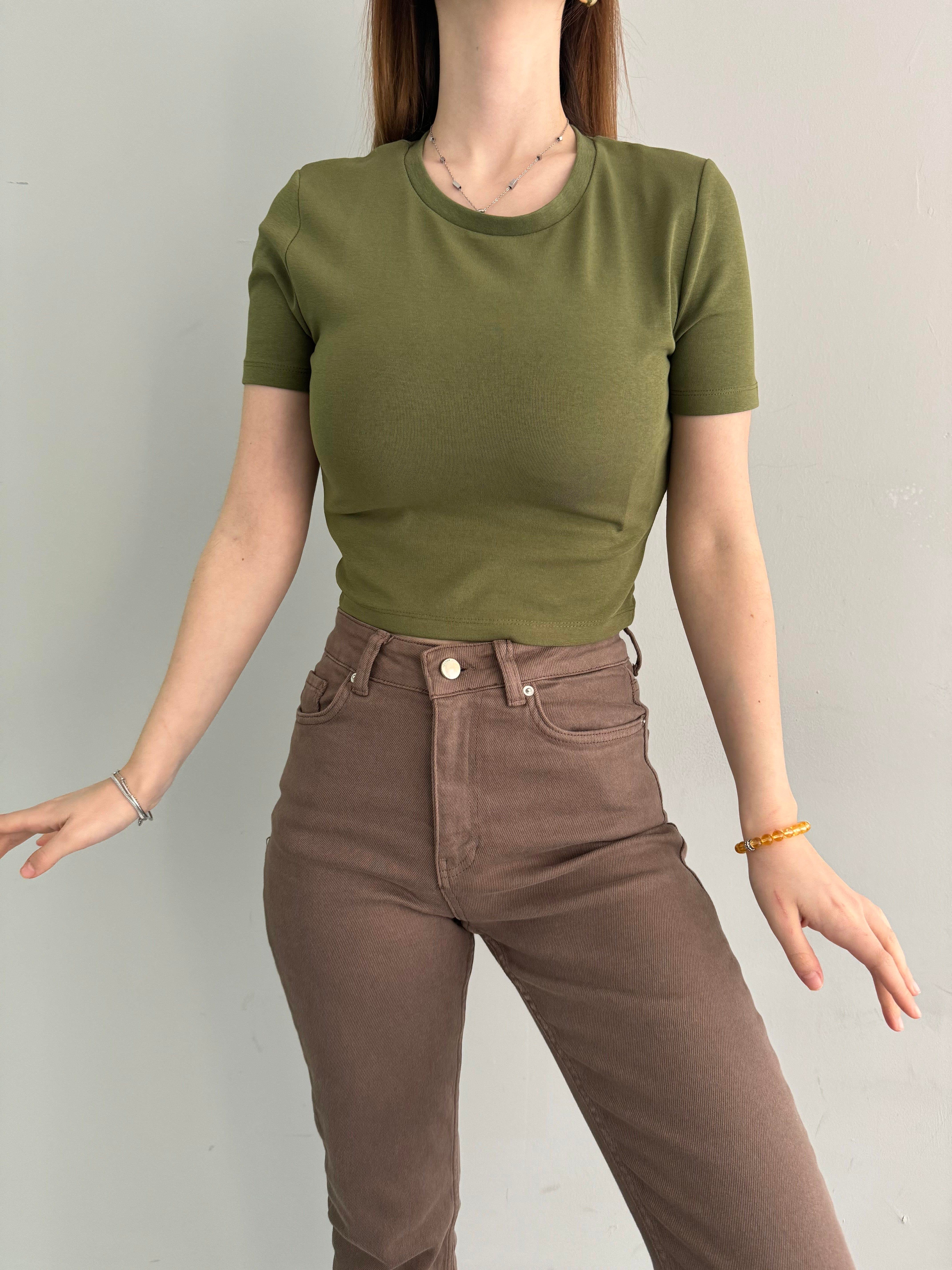 BİSİKLET YAKA CROP TSHIRT