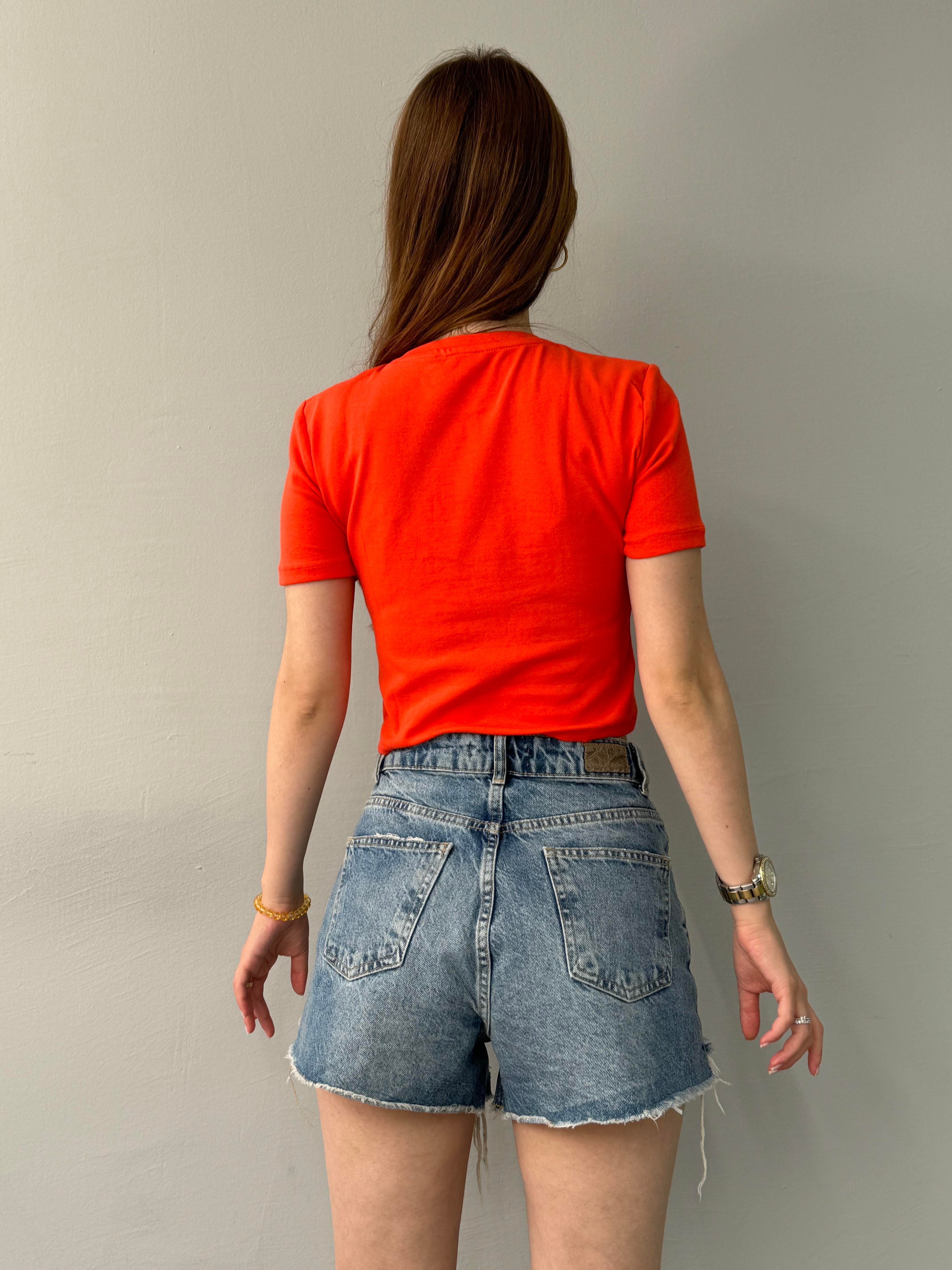 BİSİKLET YAKA CROP TSHIRT