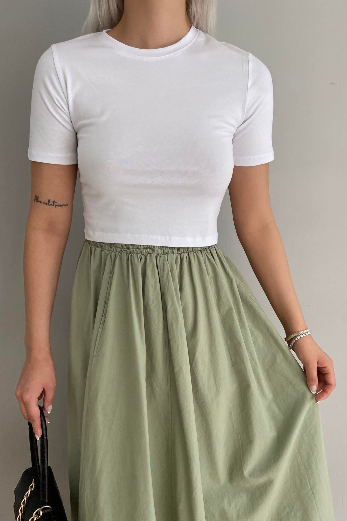 BİSİKLET YAKA CROP TSHIRT
