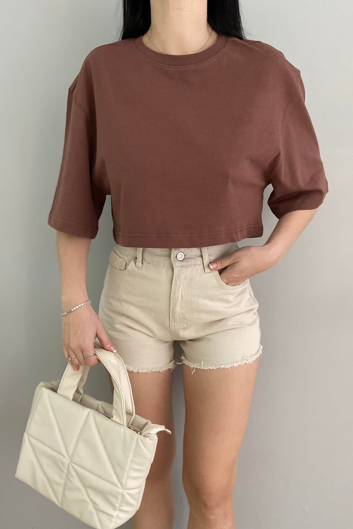BİSİKLET YAKA CROP TSHIRT