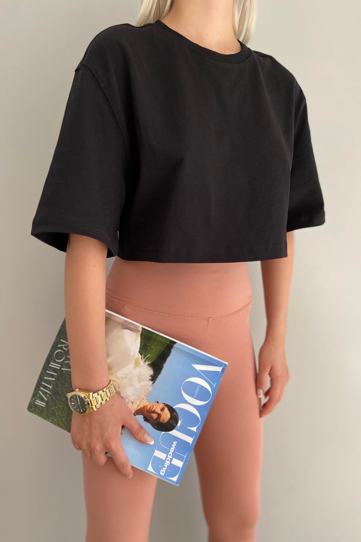 BİSİKLET YAKA CROP TSHIRT