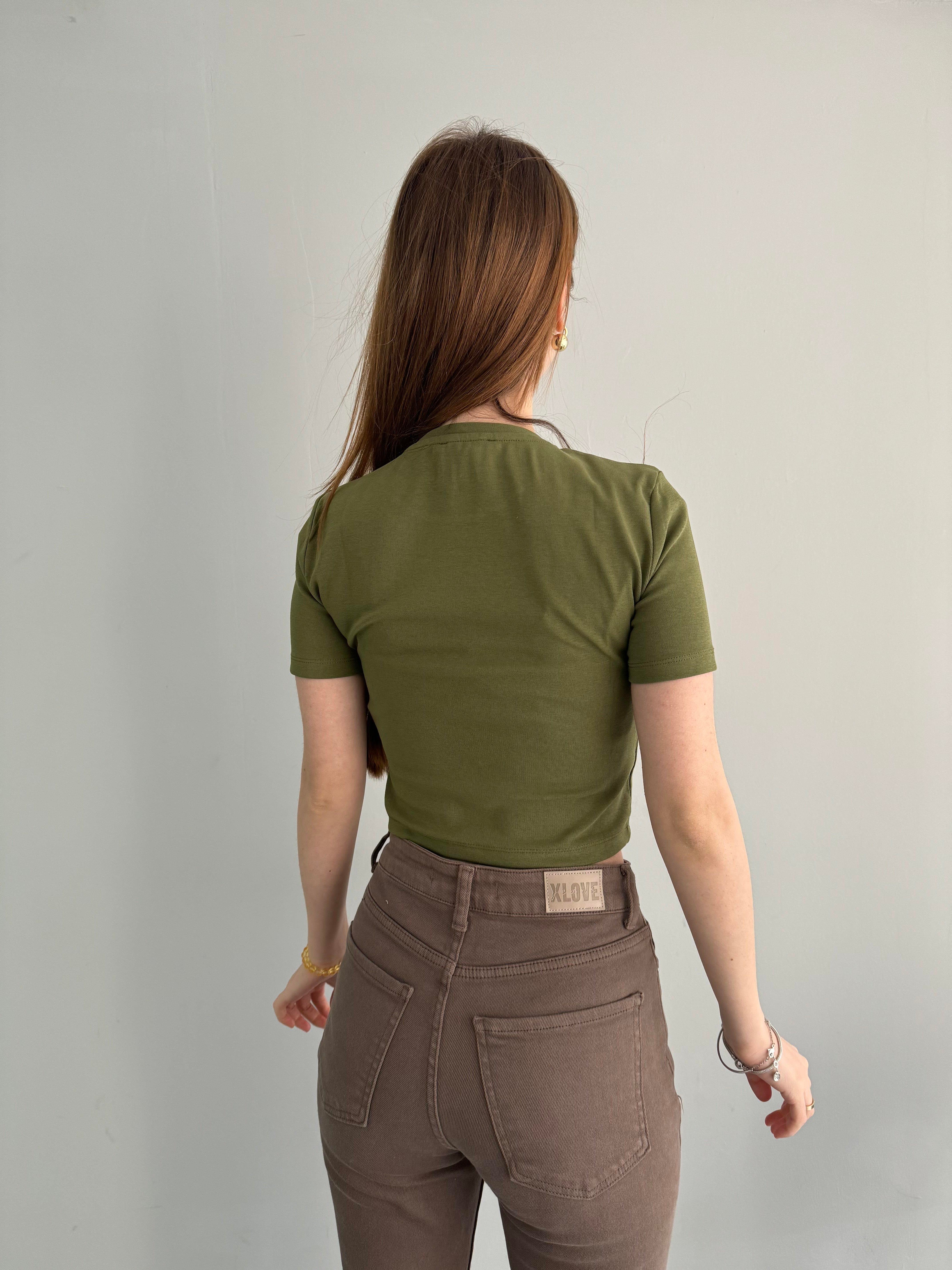 BİSİKLET YAKA CROP TSHIRT