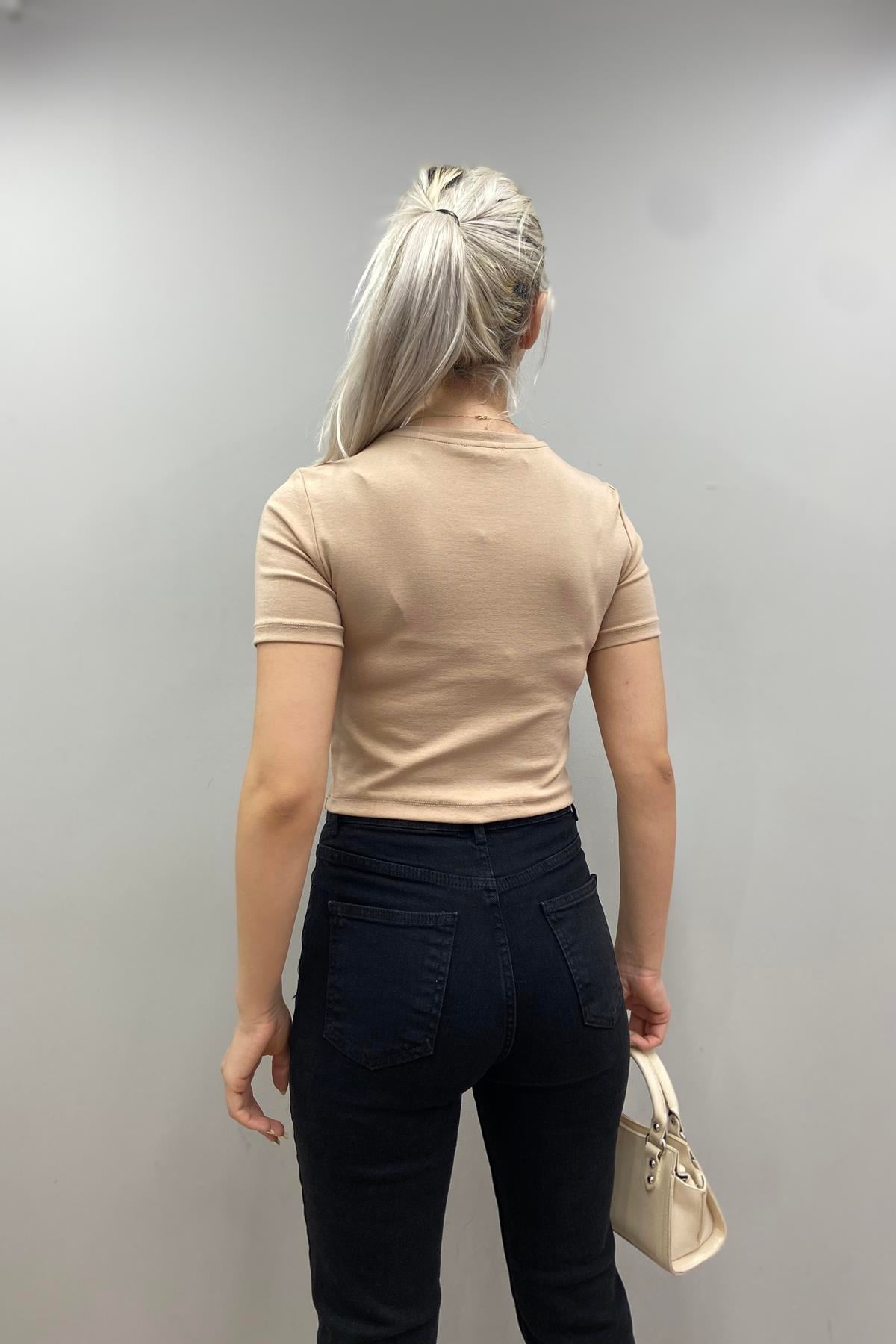 BİSİKLET YAKA CROP TSHIRT