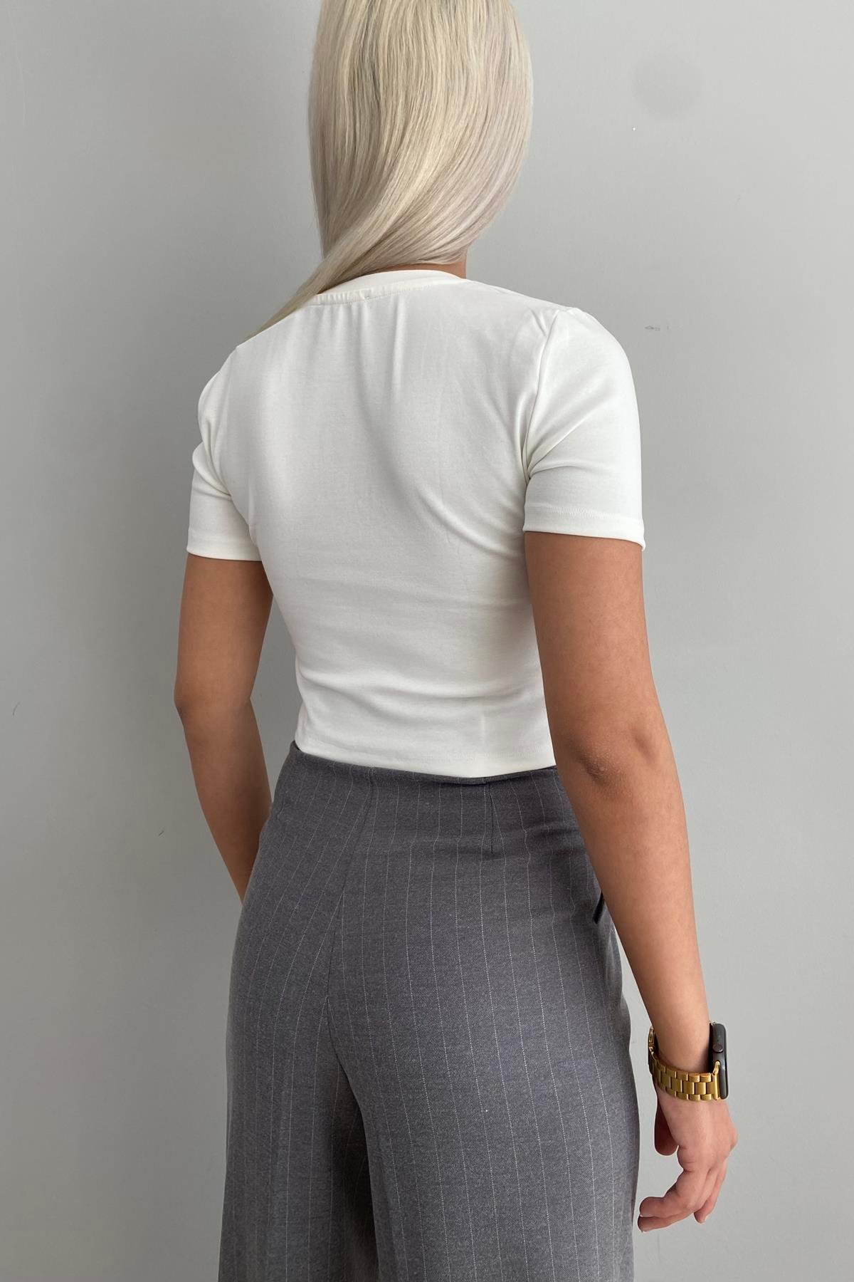 BİSİKLET YAKA CROP TSHIRT