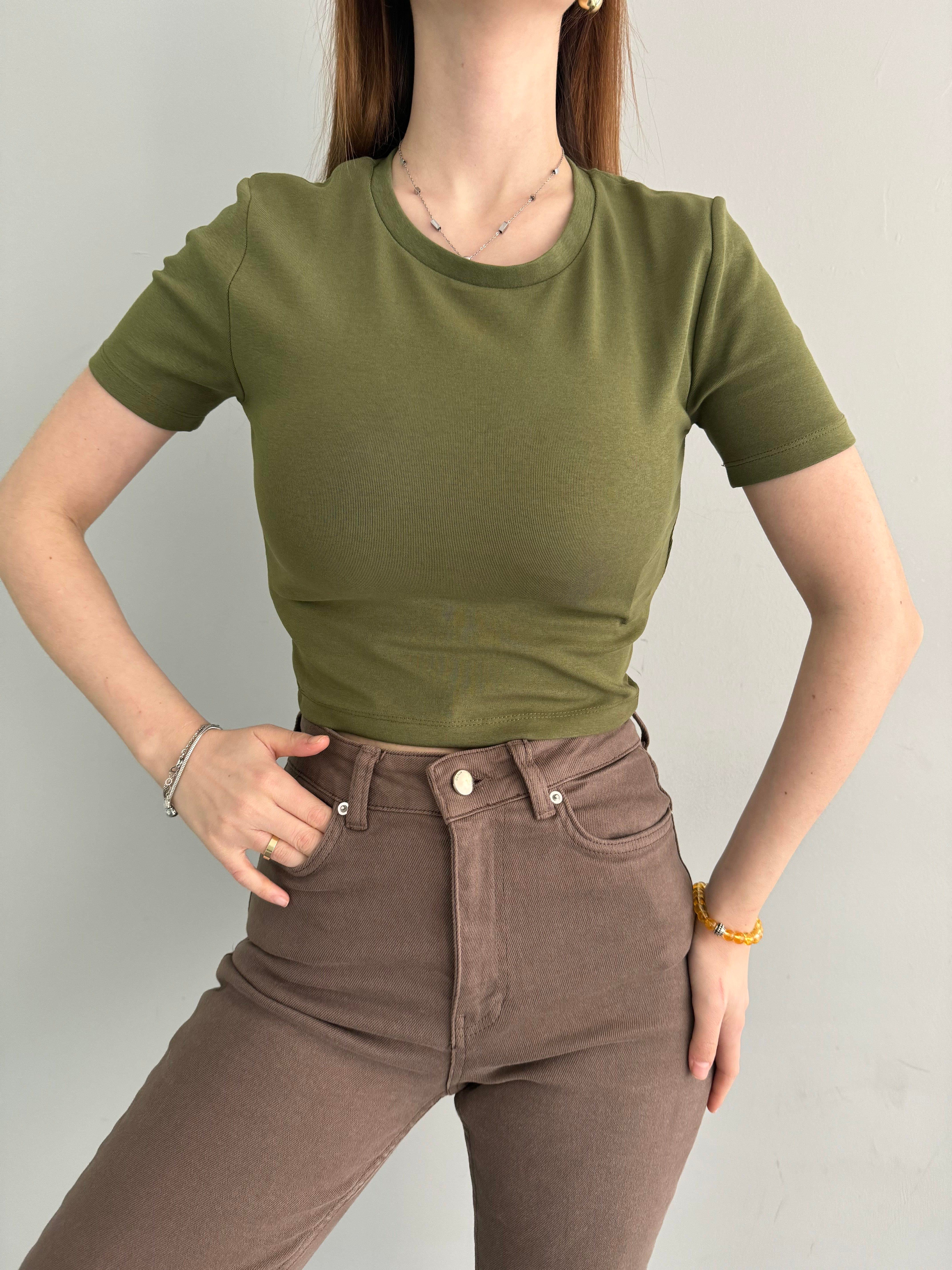 BİSİKLET YAKA CROP TSHIRT
