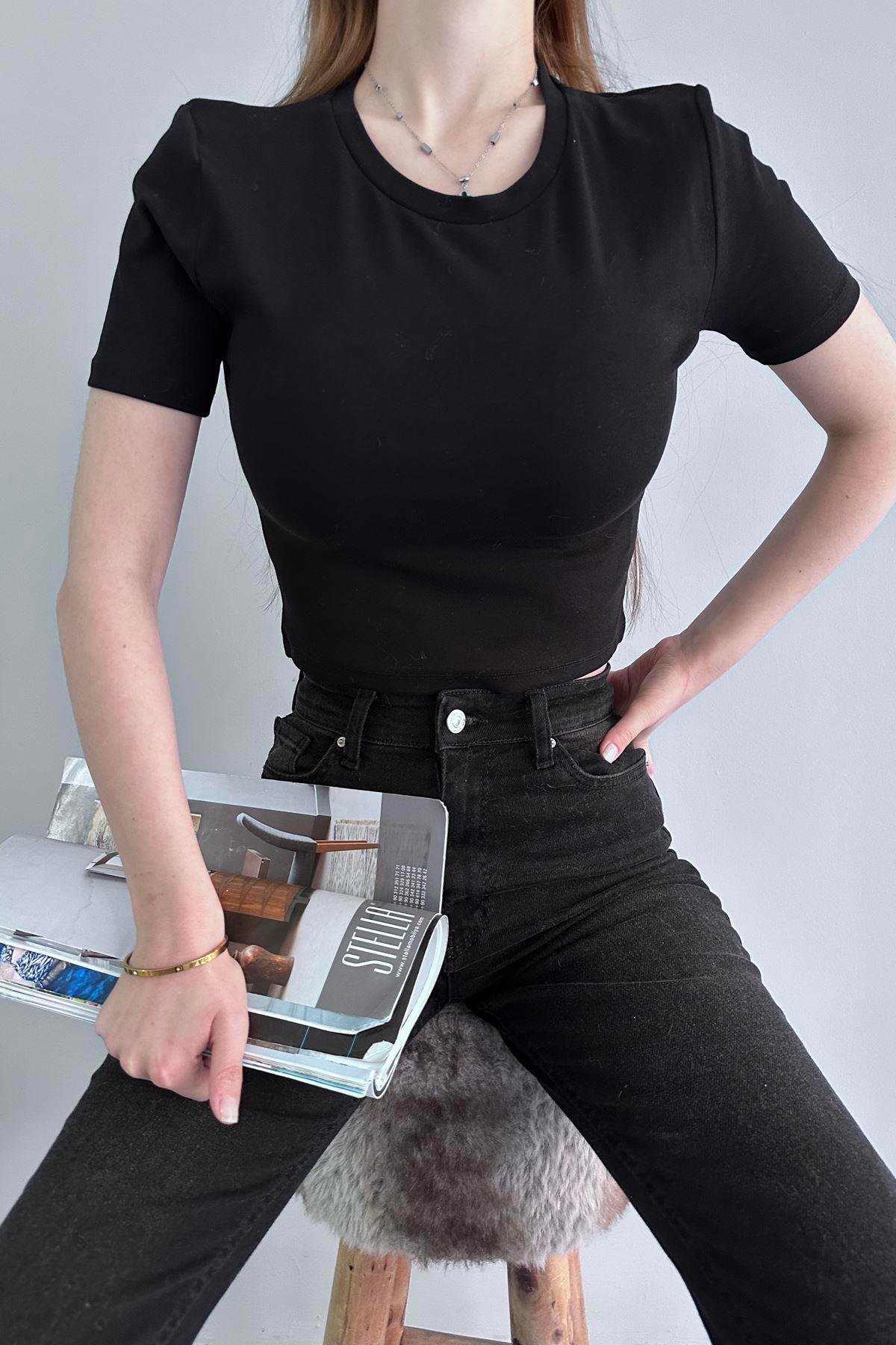 BİSİKLET YAKA CROP TSHIRT
