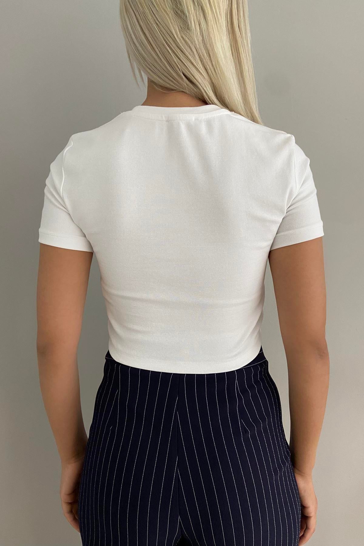 BİSİKLET YAKA CROP TSHIRT