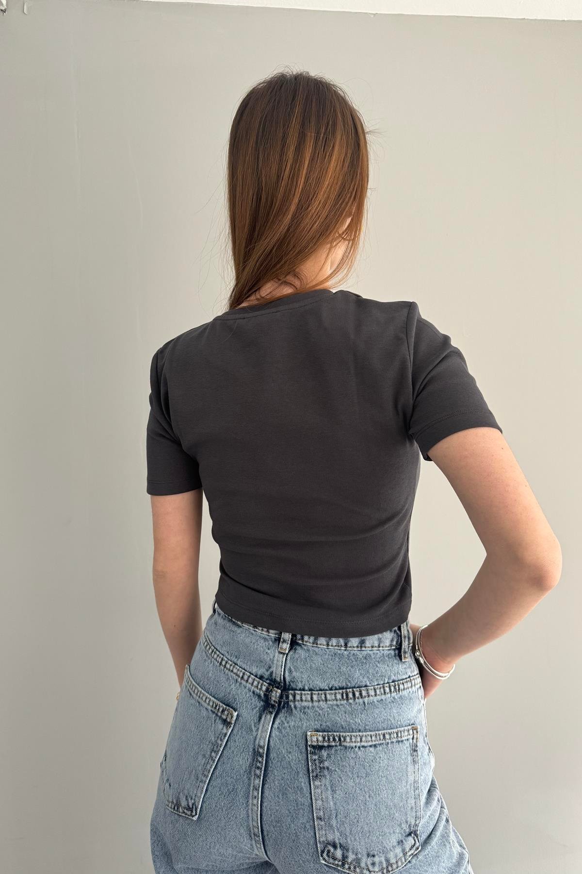 BİSİKLET YAKA CROP TSHIRT