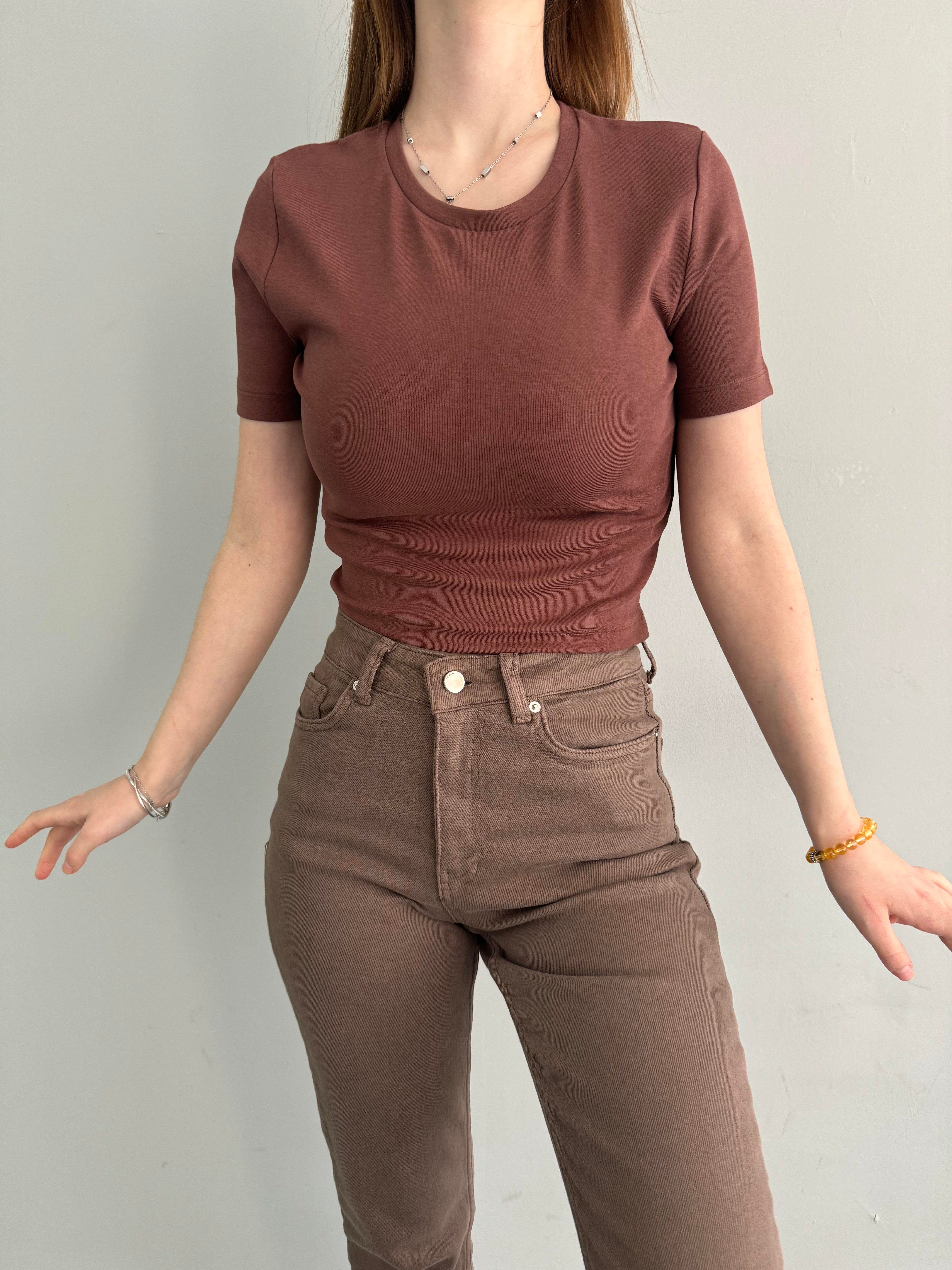 BİSİKLET YAKA CROP TSHIRT