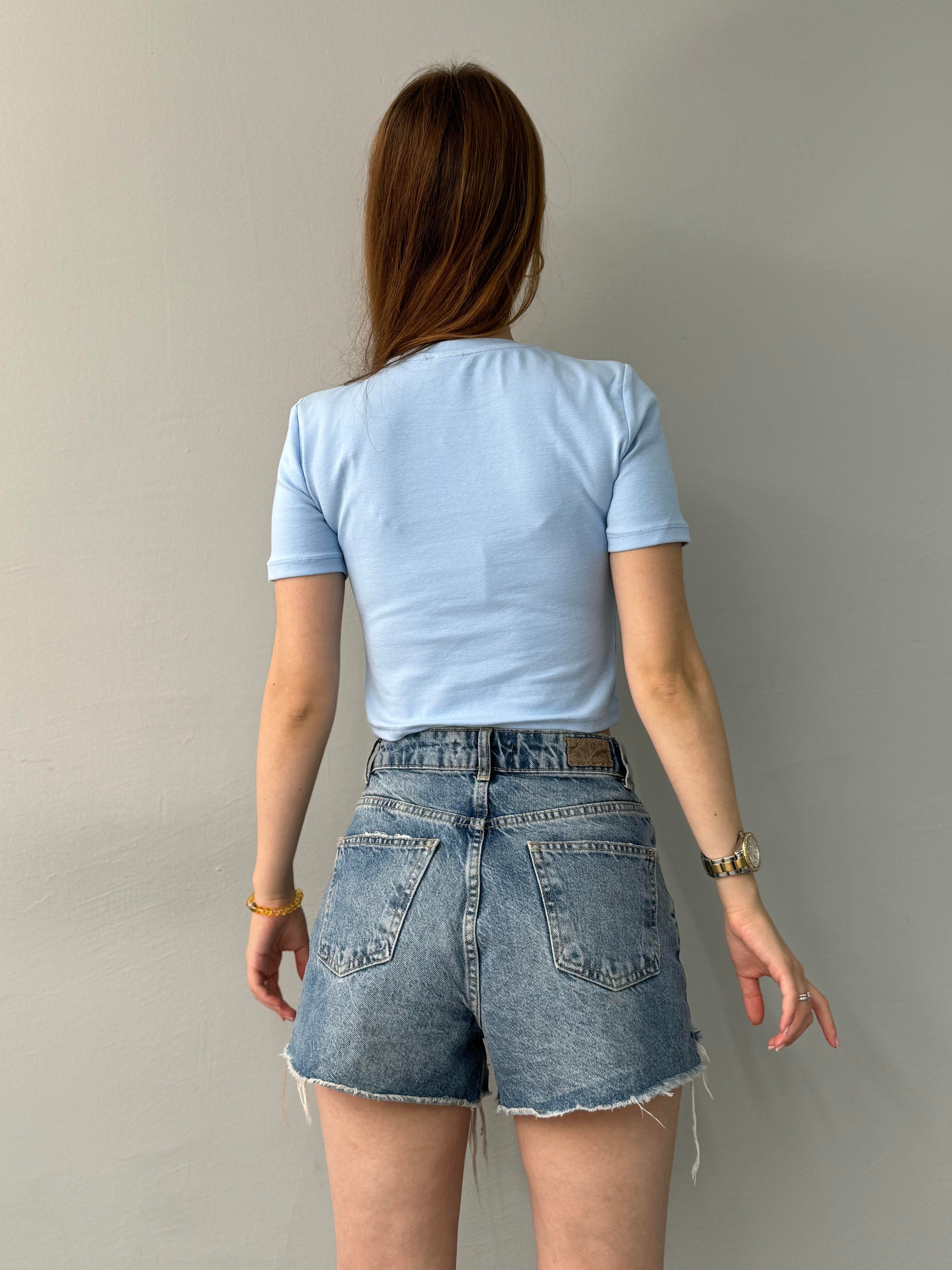 BİSİKLET YAKA CROP TSHIRT