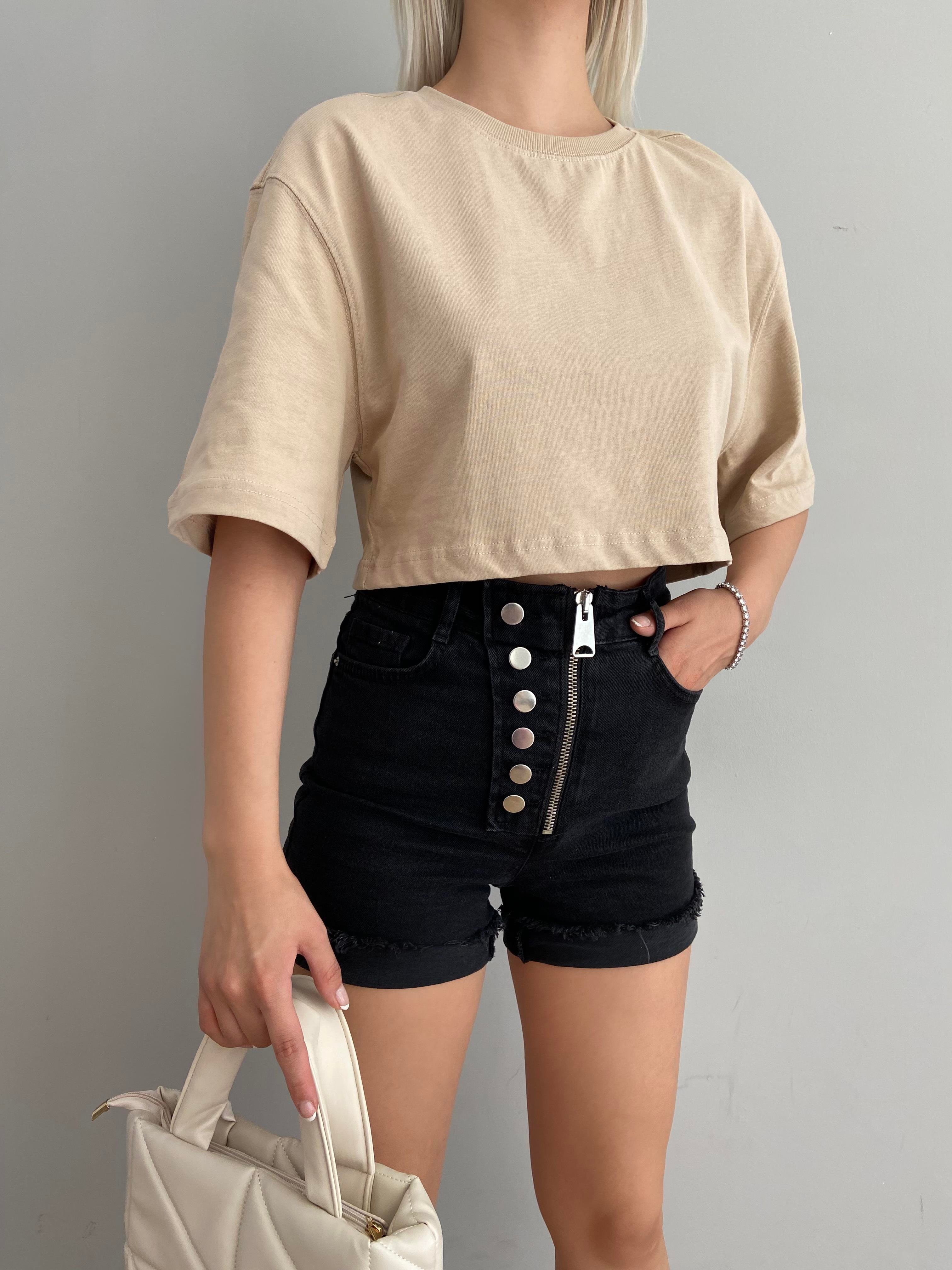 BİSİKLET YAKA CROP TSHIRT