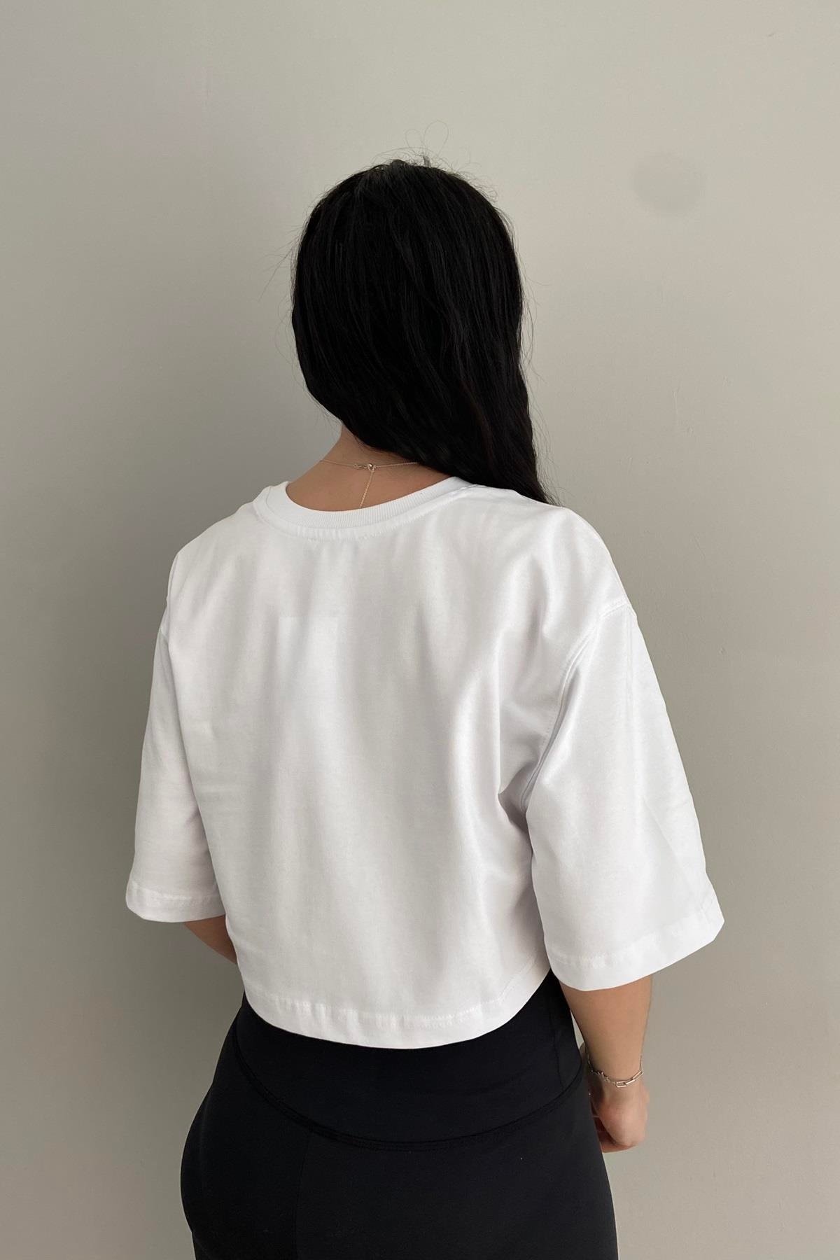 BİSİKLET YAKA CROP TSHIRT