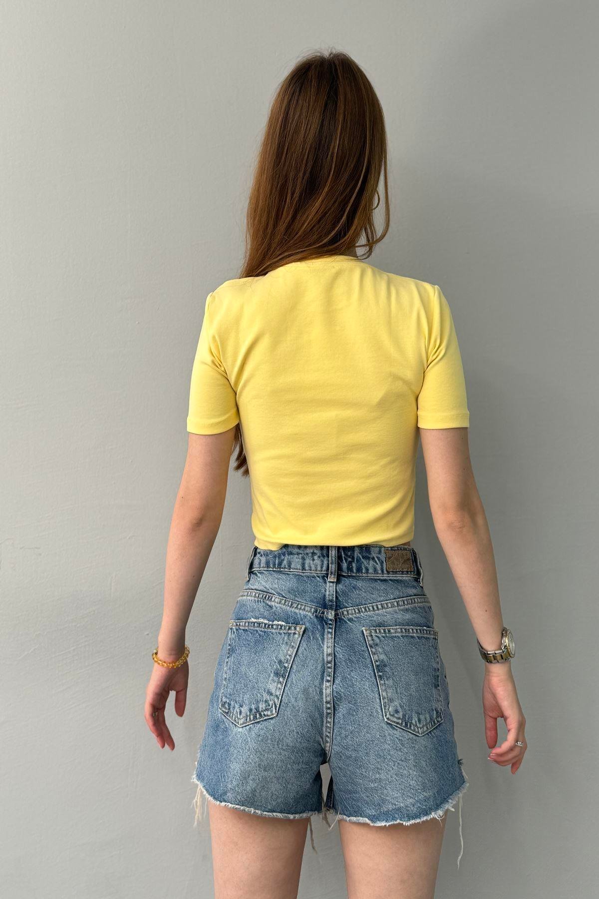 BİSİKLET YAKA CROP TSHIRT