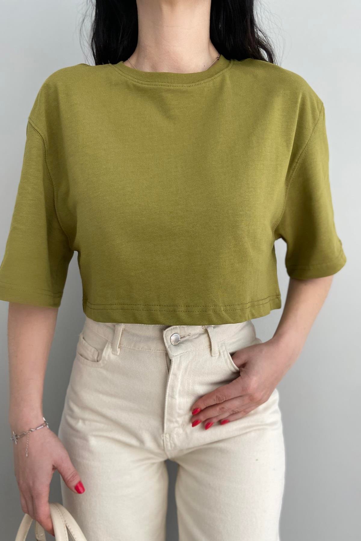 BİSİKLET YAKA CROP TSHIRT
