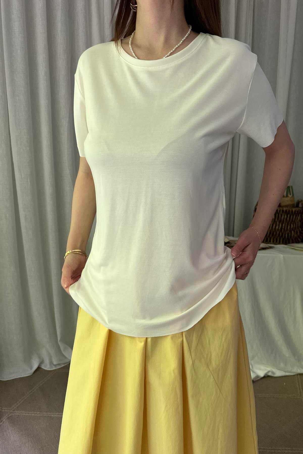 BİSİKLET YAKA DİKİŞSİZ MODAL TSHIRT
