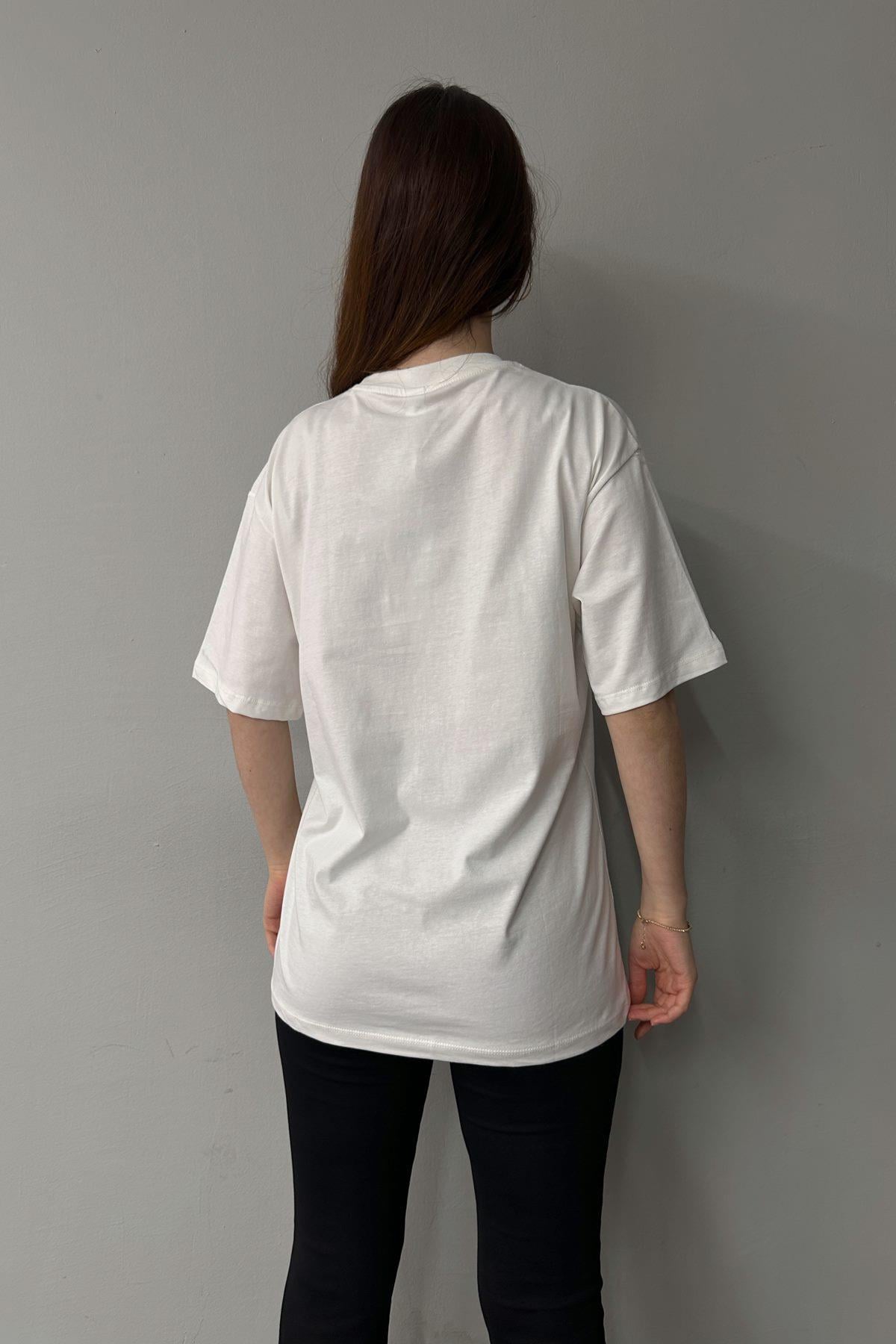 BİSİKLET YAKA FİYONK DETAY TSHIRT