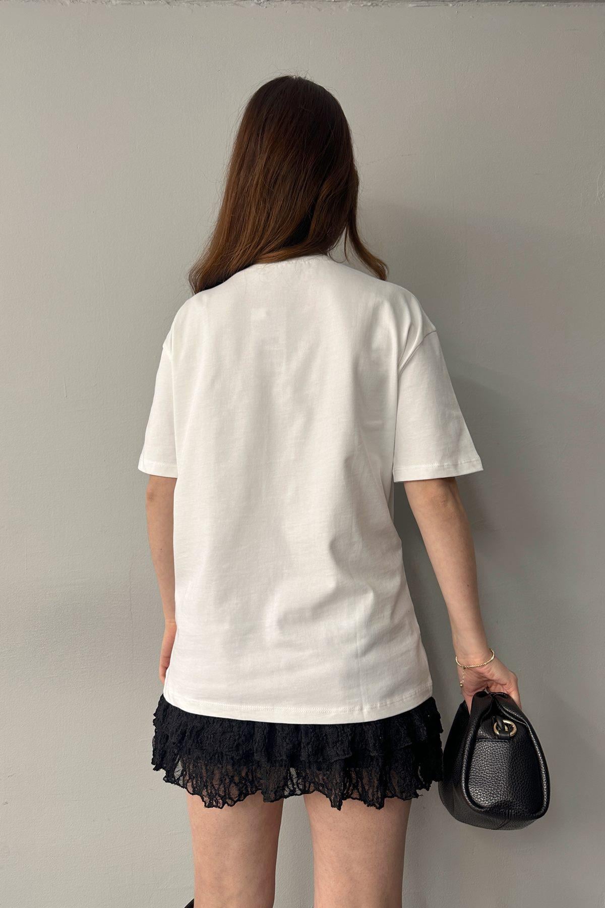BİSİKLET YAKA FYONK DETAYLI TSHIRT