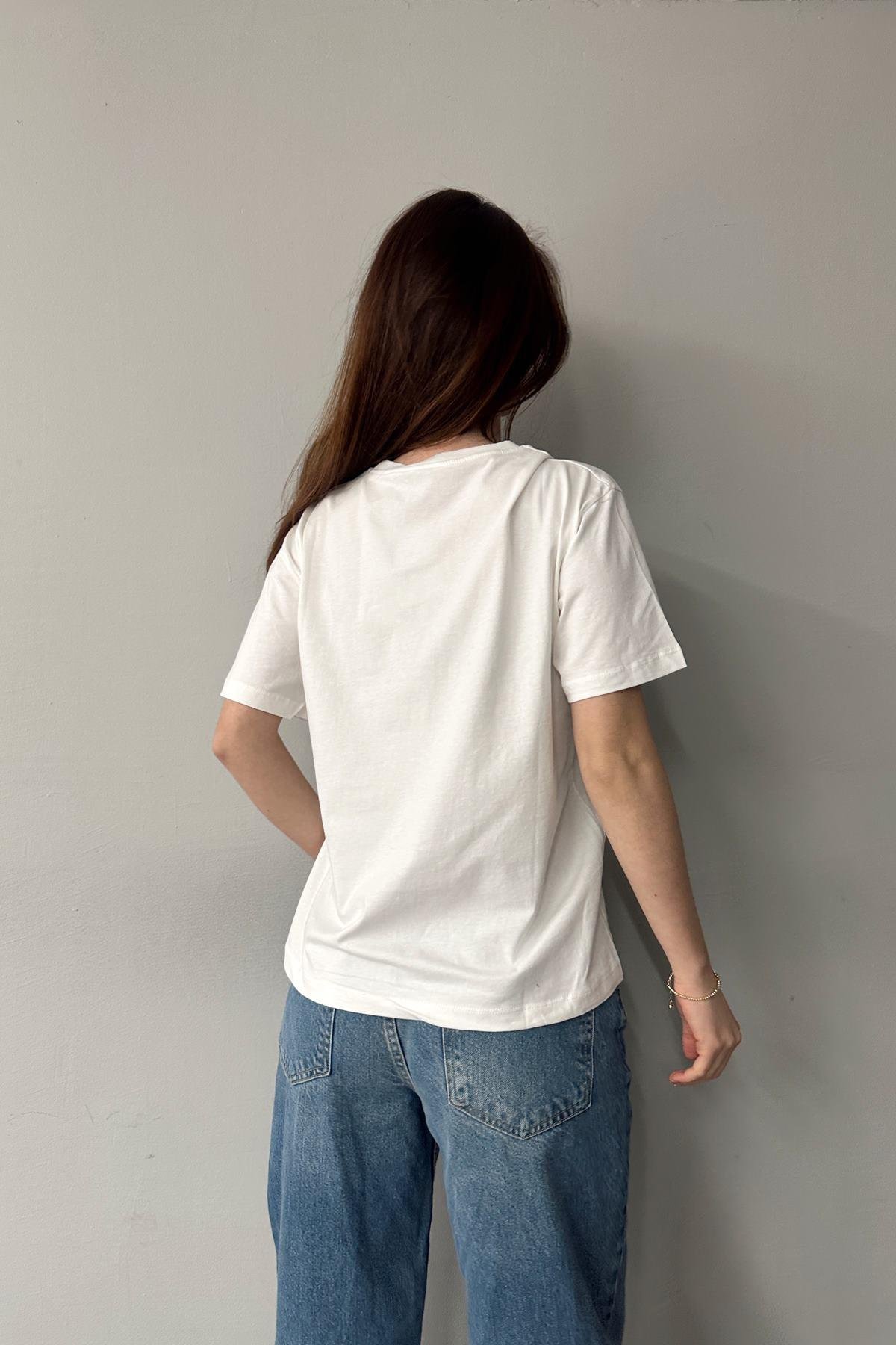 BİSİKLET YAKA LOS ANGELES BASKI TSHIRT
