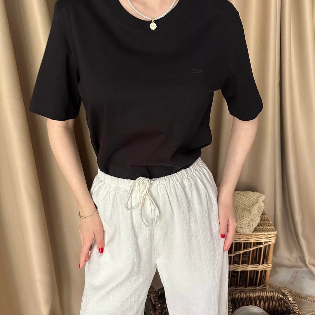 BİSİKLET YAKA NAKIŞ DETAYLI TSHIRT