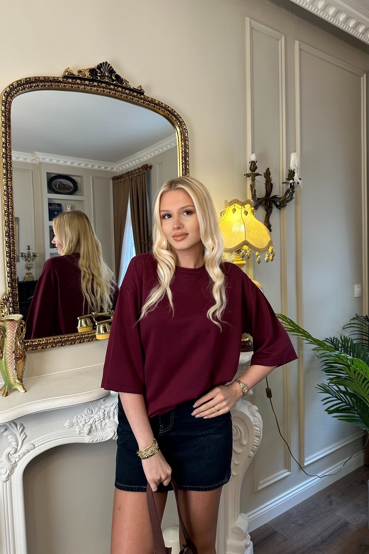 BİSİKLET YAKA YANLARI YIRTMAÇLI MODAL TSHIRT