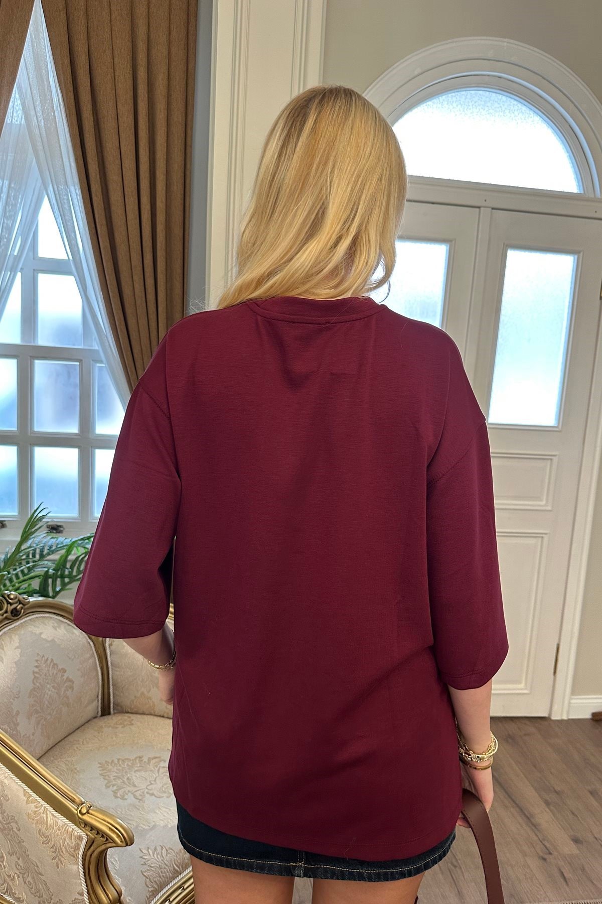 BİSİKLET YAKA YANLARI YIRTMAÇLI MODAL TSHIRT