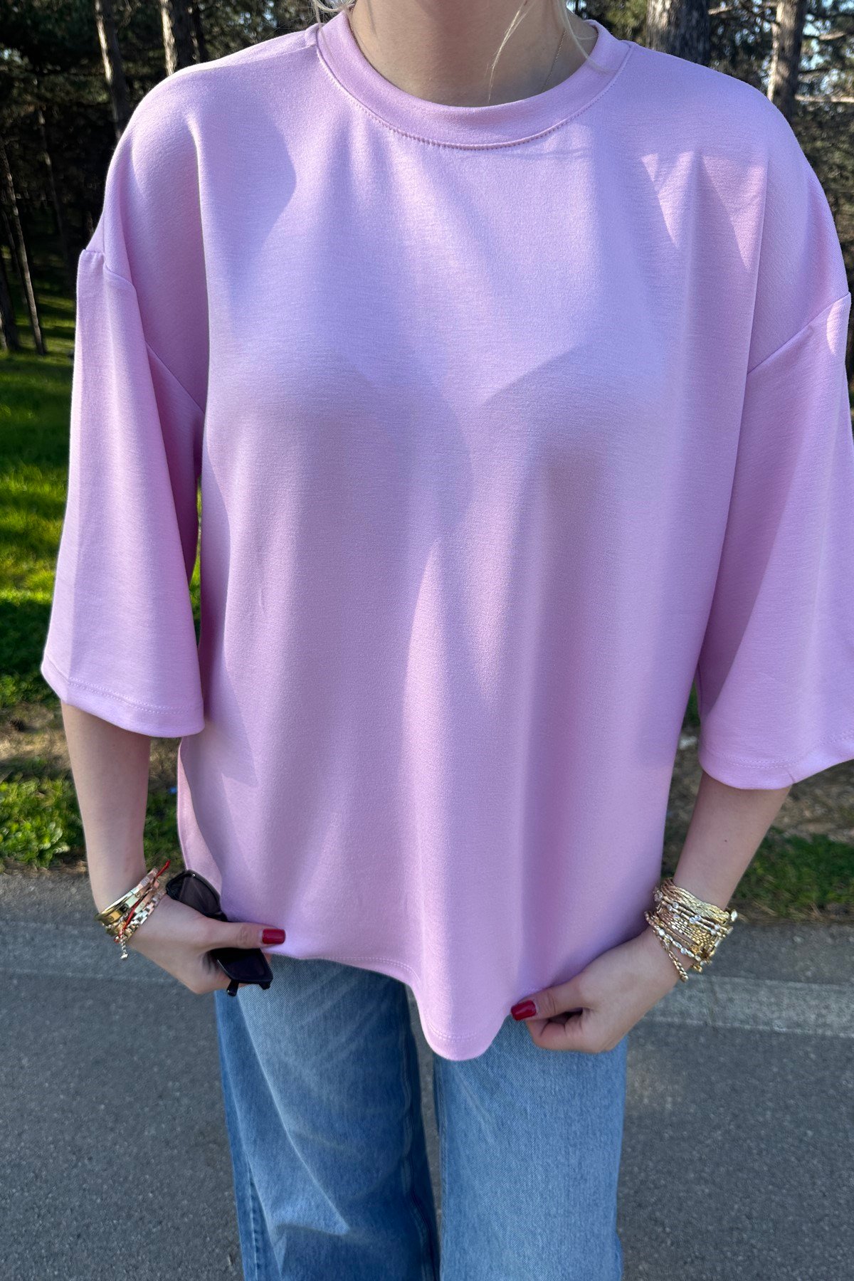 BİSİKLET YAKA YANLARI YIRTMAÇLI MODAL TSHIRT