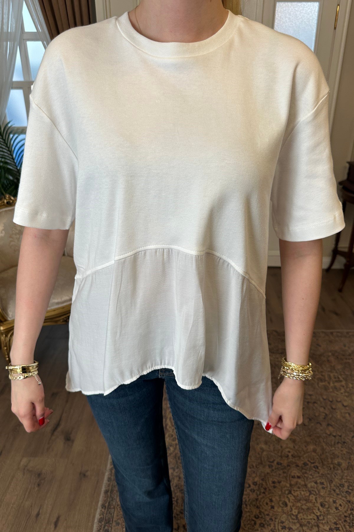 ETEĞİ DOKUMA GARNİLİ TSHIRT