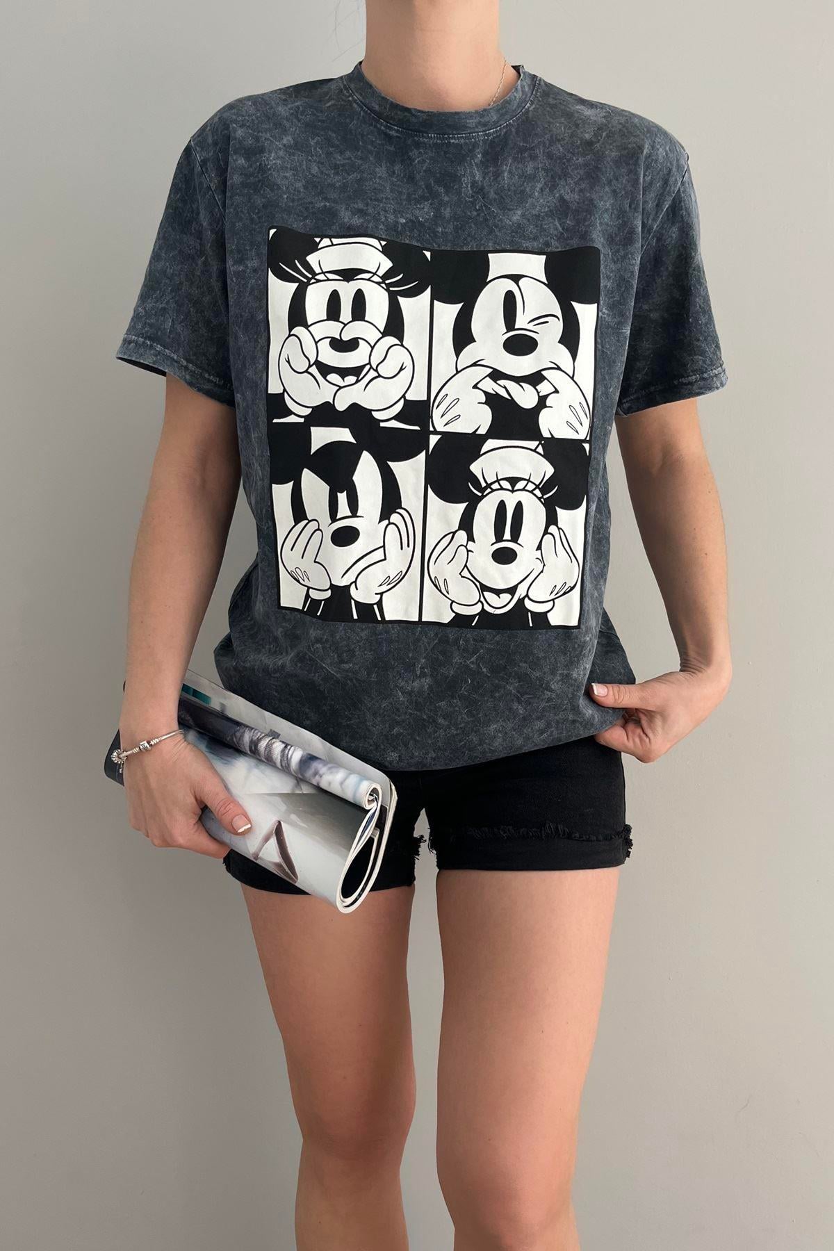 KARAKTER BASKILI YIKAMALI TSHIRT