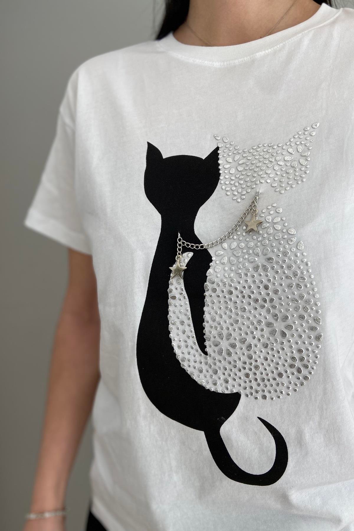 KEDİ BASKILI TSHIRT