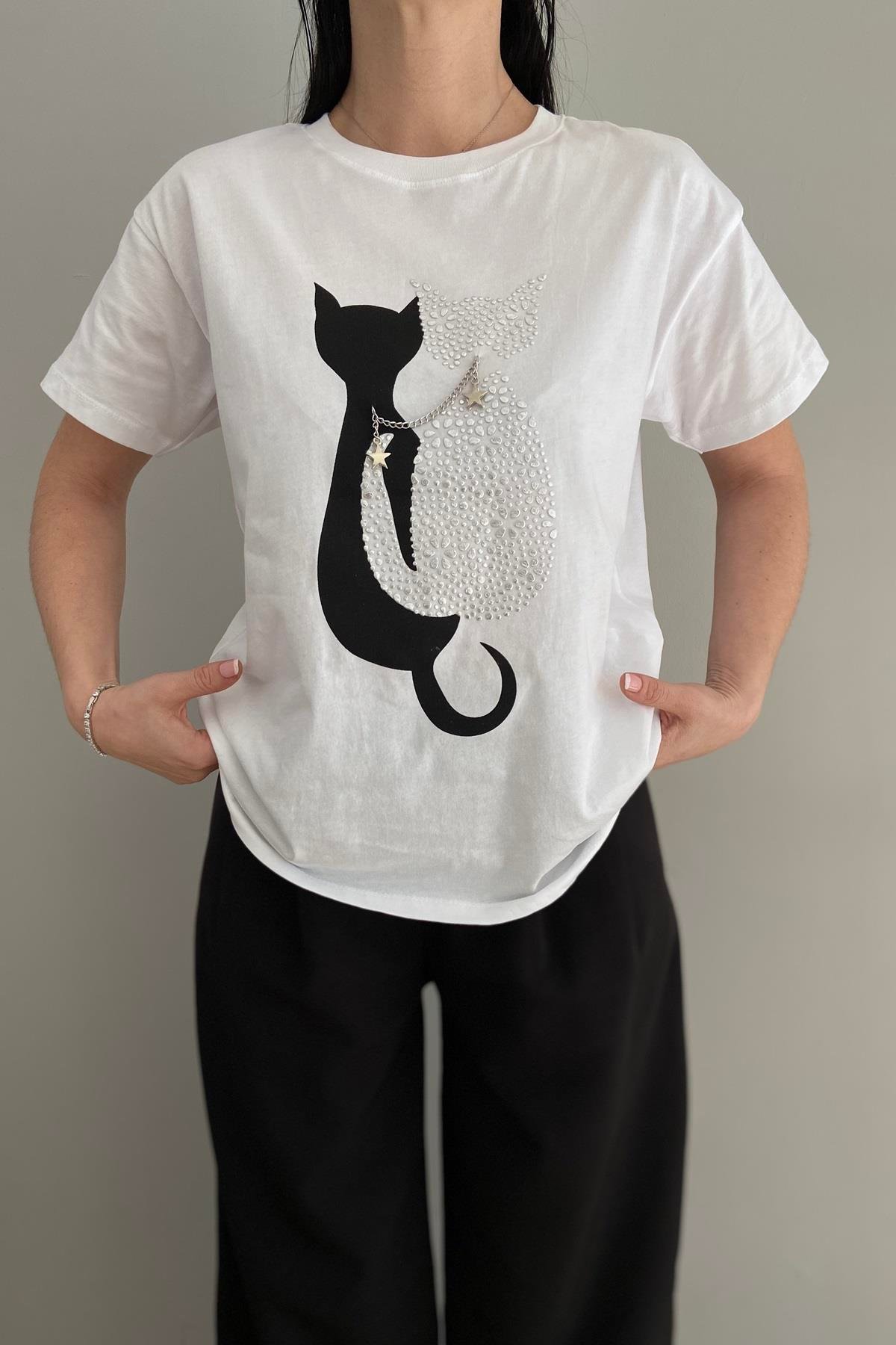 KEDİ BASKILI TSHIRT