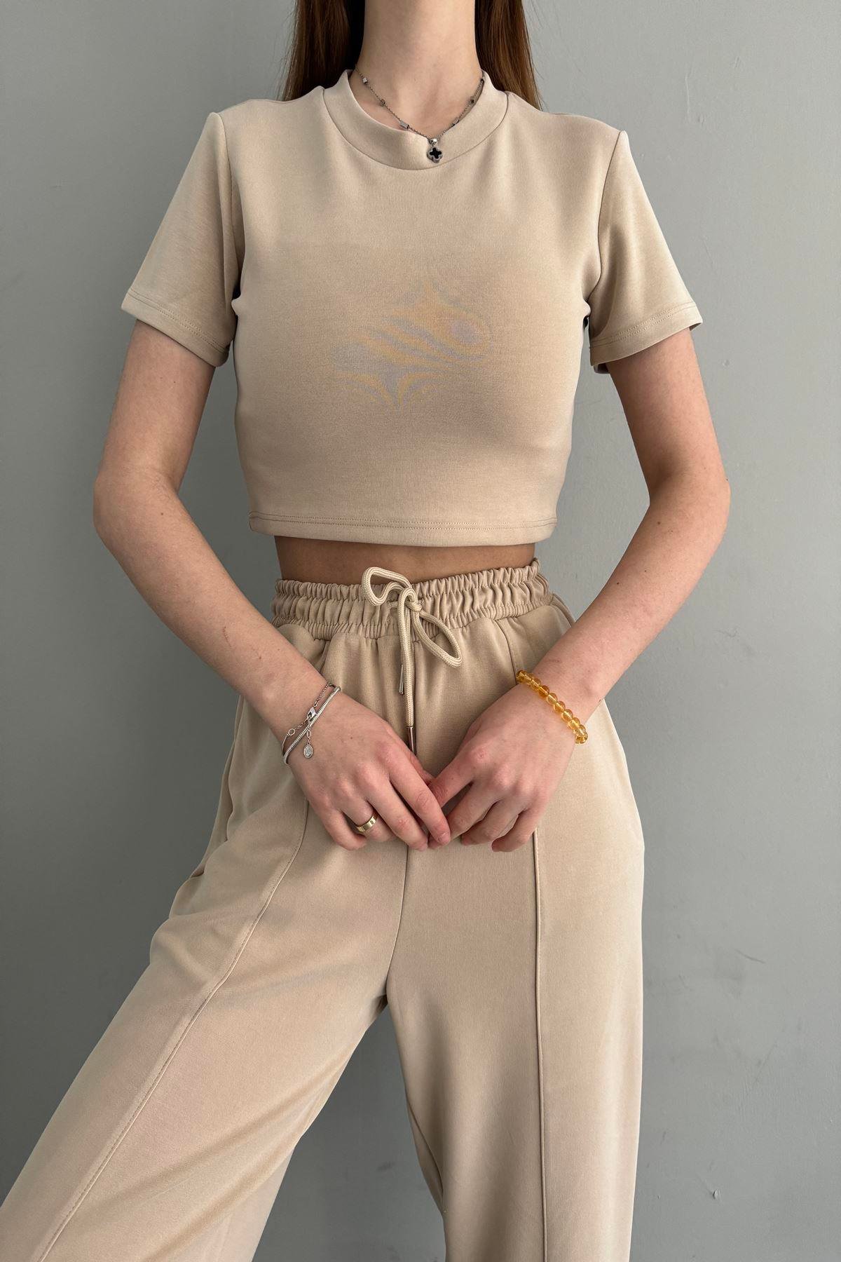 KISA KOL CROP MODAL TSHIRT