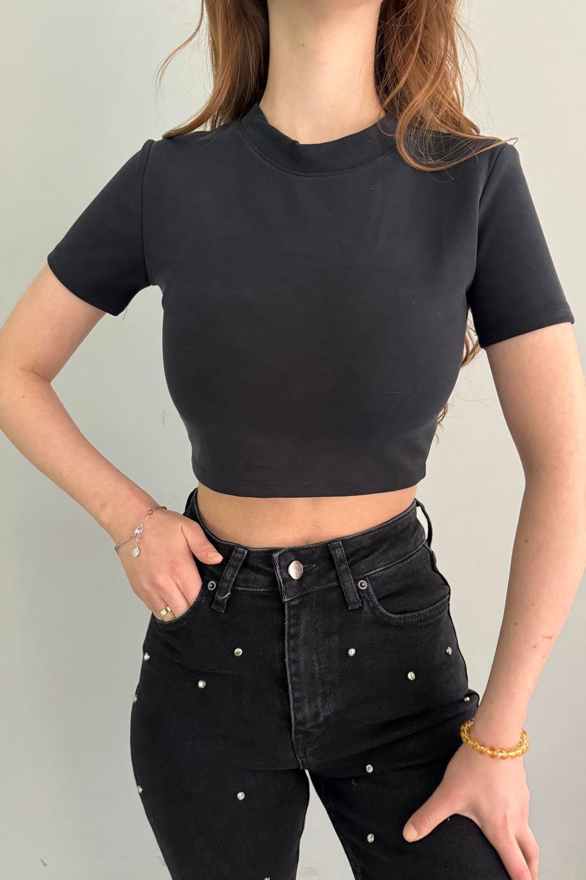 KISA KOL CROP MODAL TSHIRT
