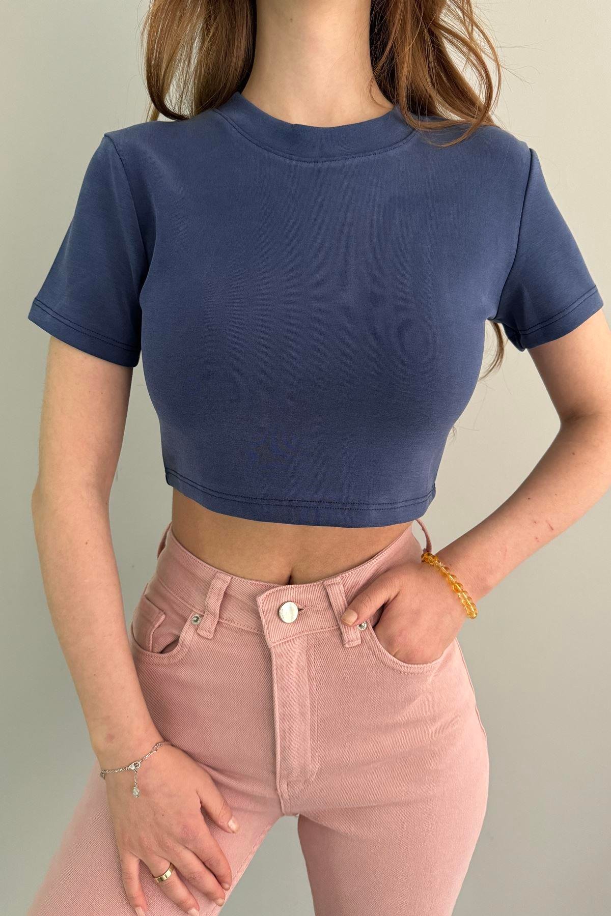 KISA KOL CROP MODAL TSHIRT