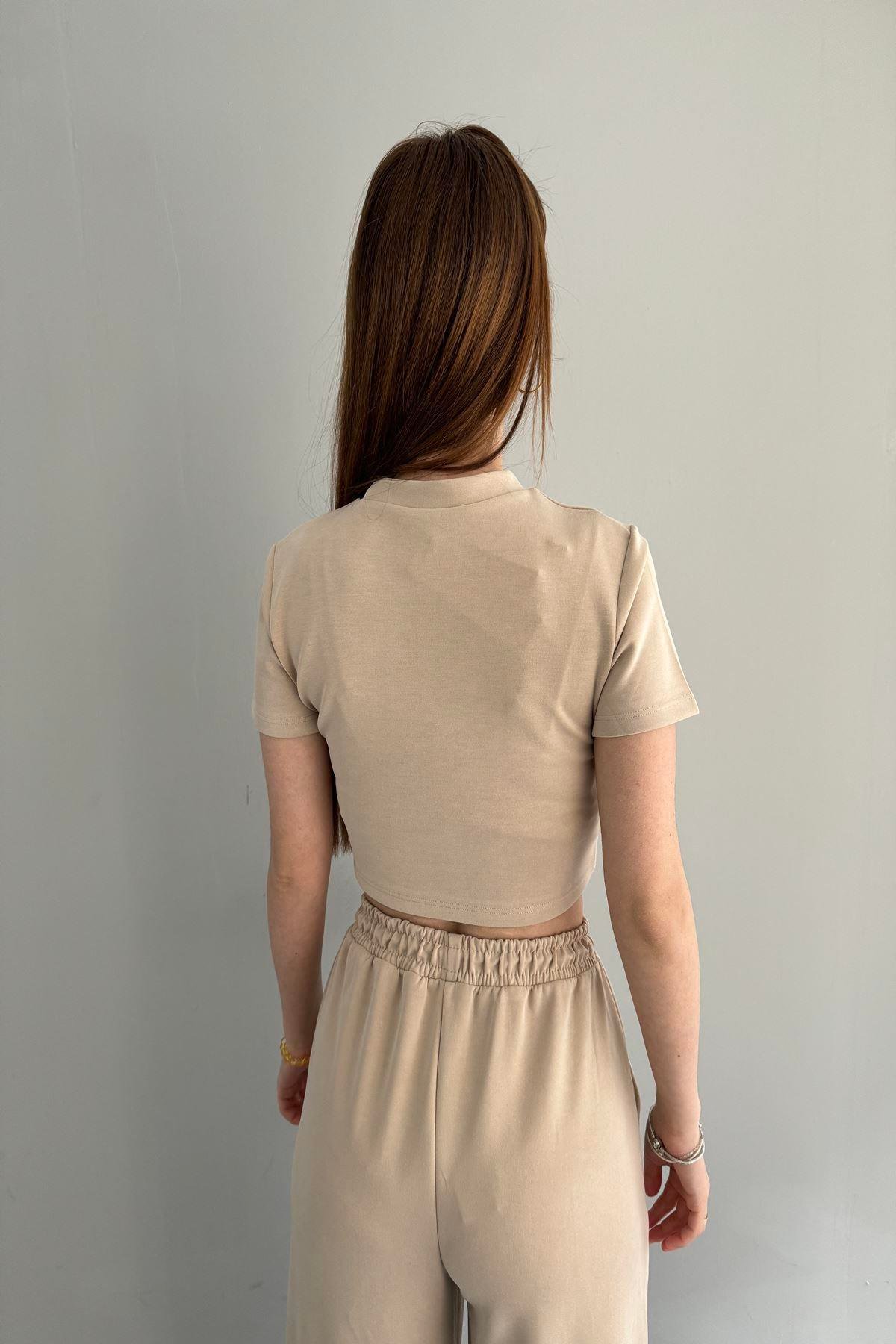 KISA KOL CROP MODAL TSHIRT