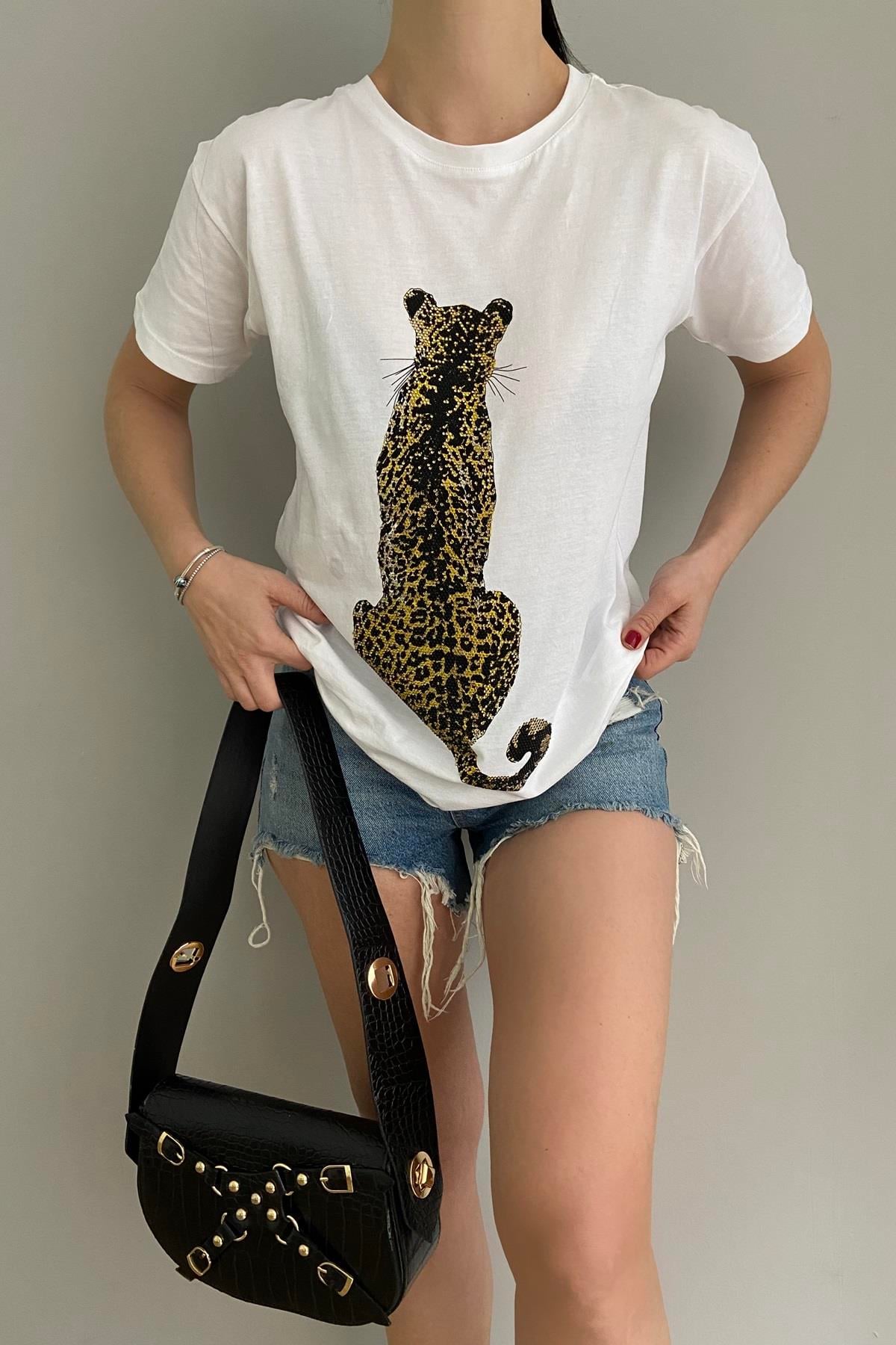 LEOPAR BASKILI TSHIRT