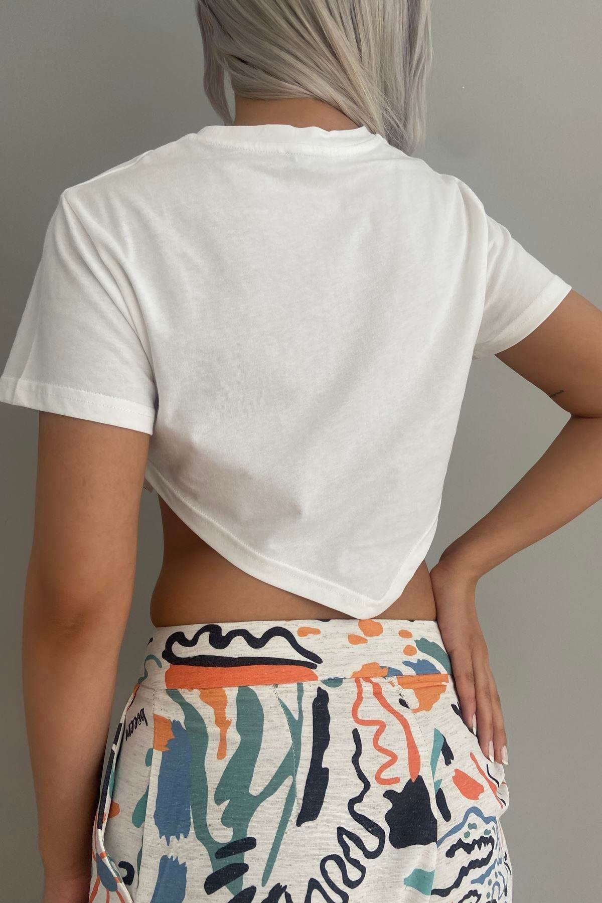 NAKIŞ DETAY CROP TSHIRT