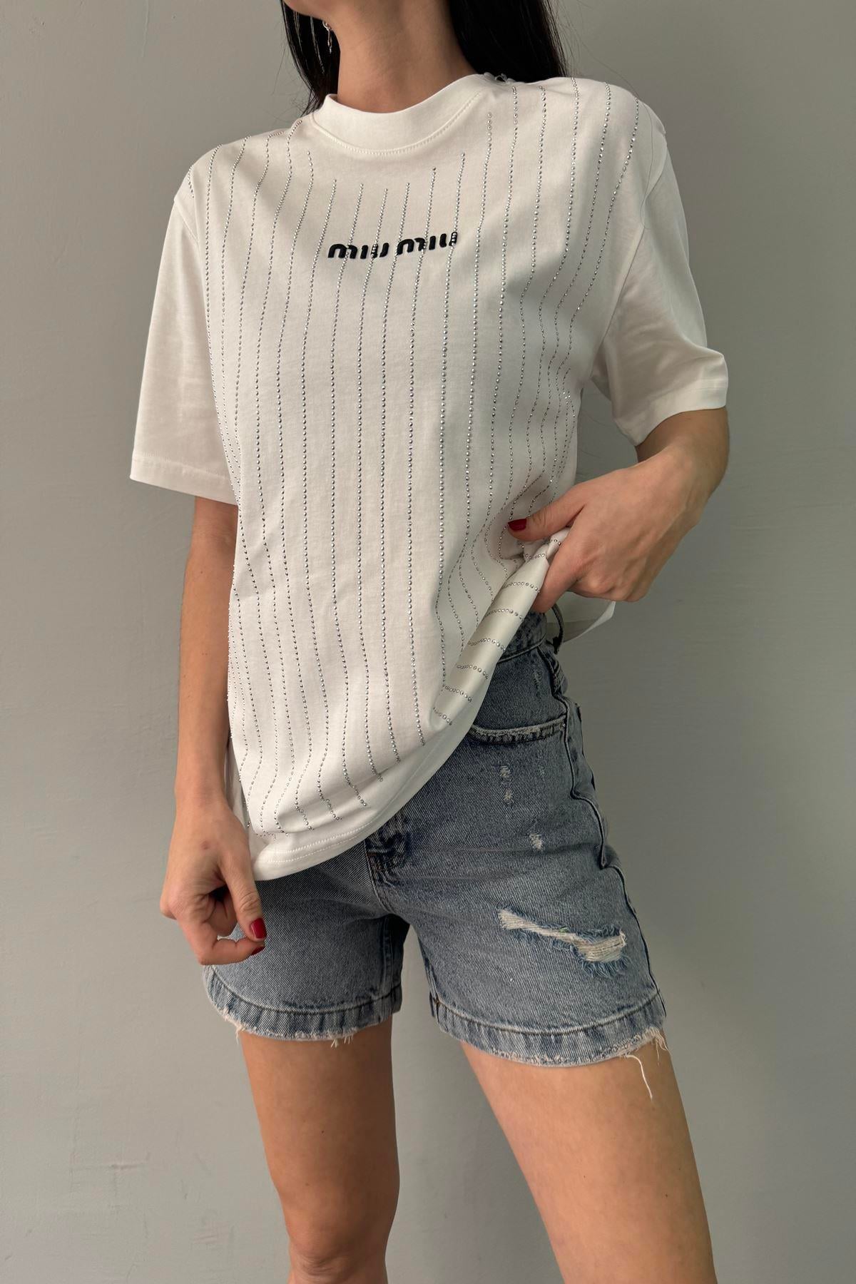 NAKIŞ VE TAŞ DETAY TSHIRT