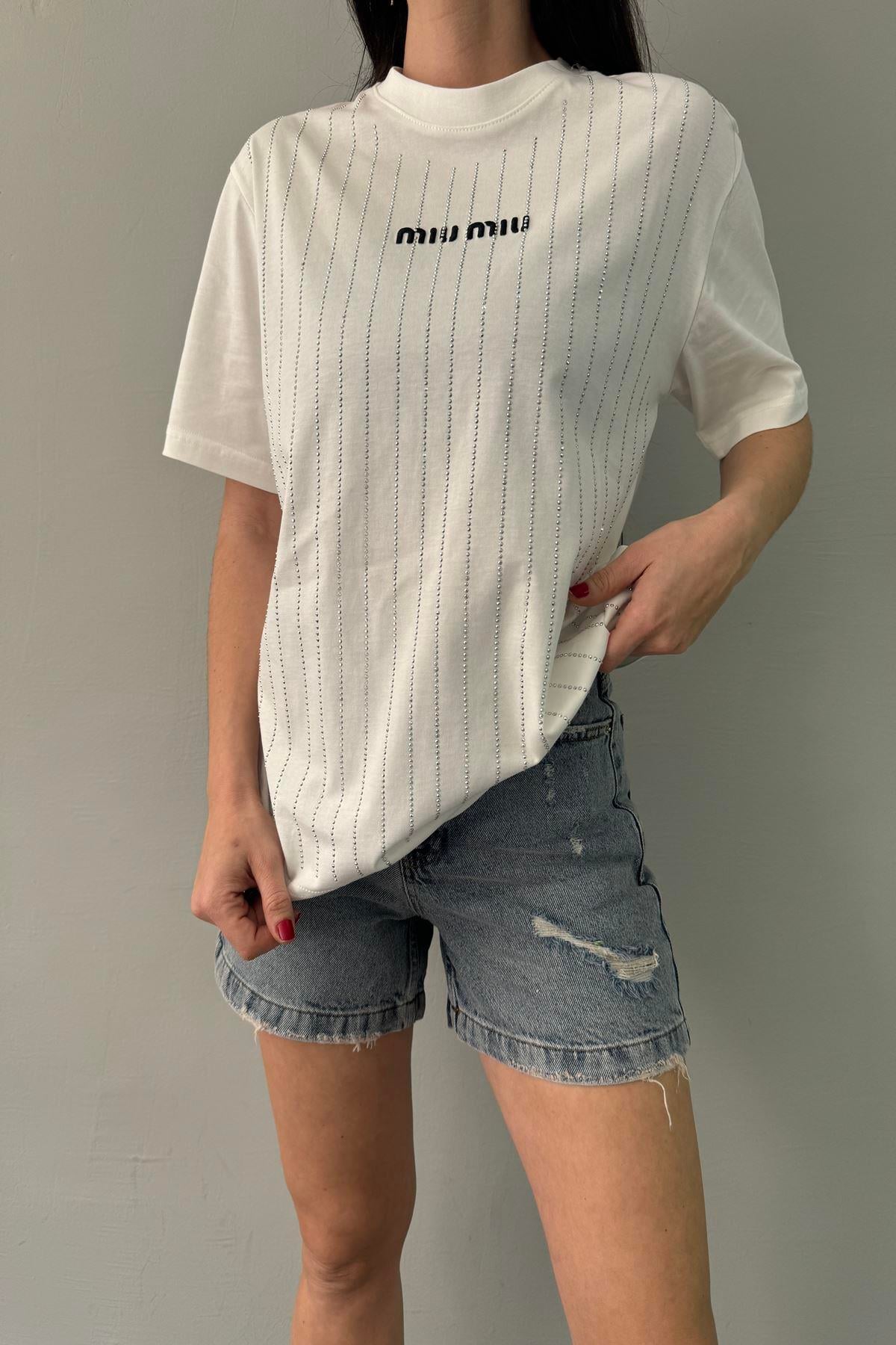NAKIŞ VE TAŞ DETAY TSHIRT