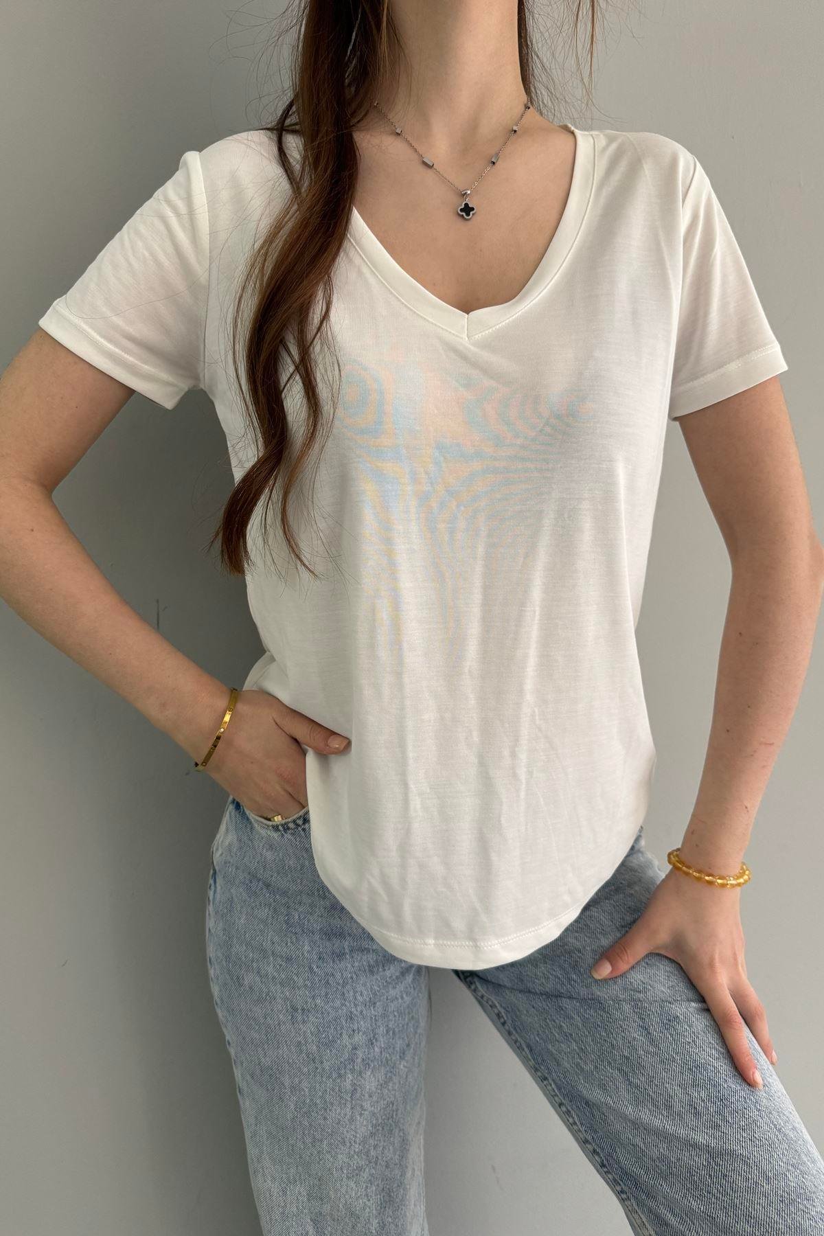 OYSHO V YAKA TSHIRT
