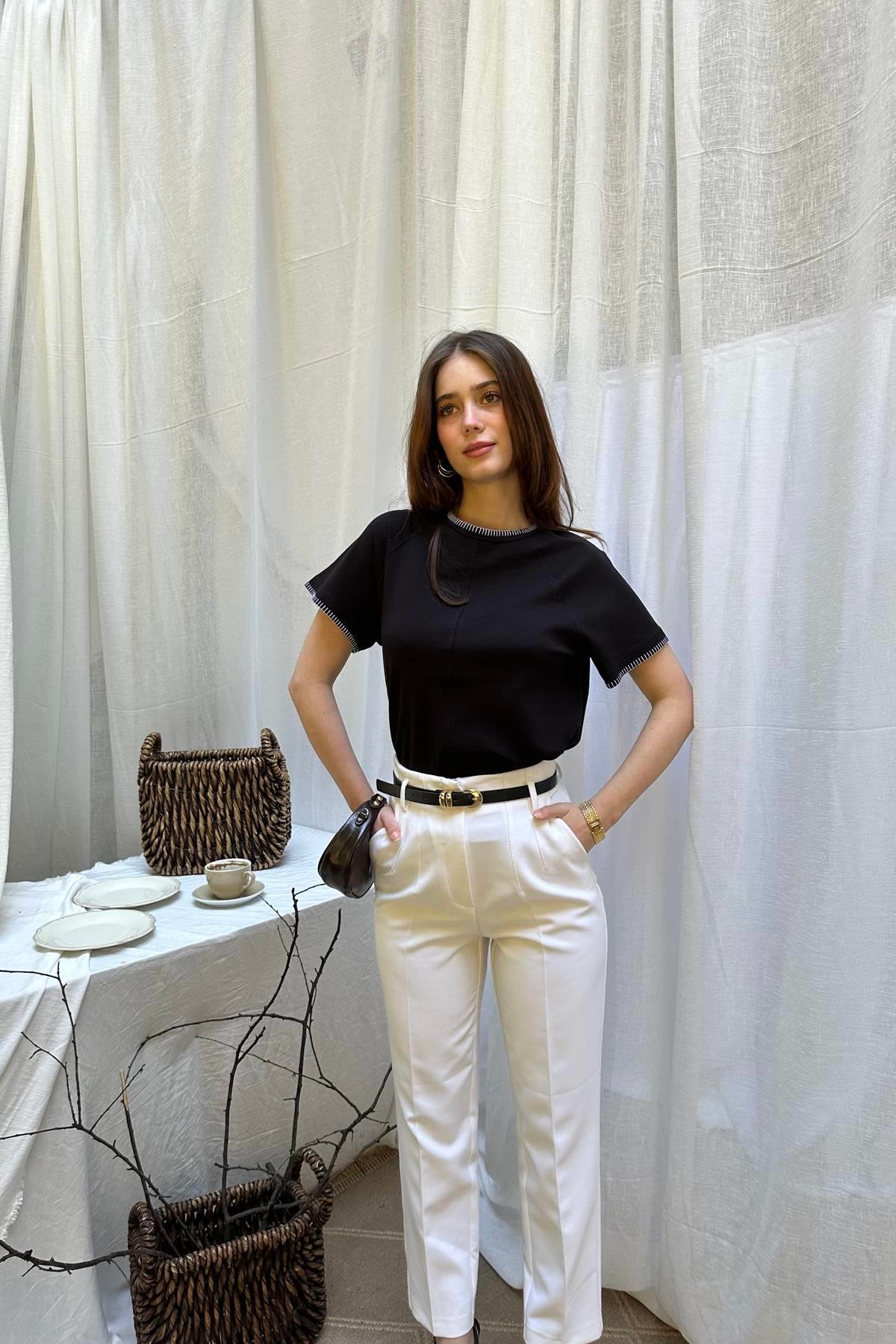 REGLAN KOL KONTTRAST DİKİŞLİ TSHIRT