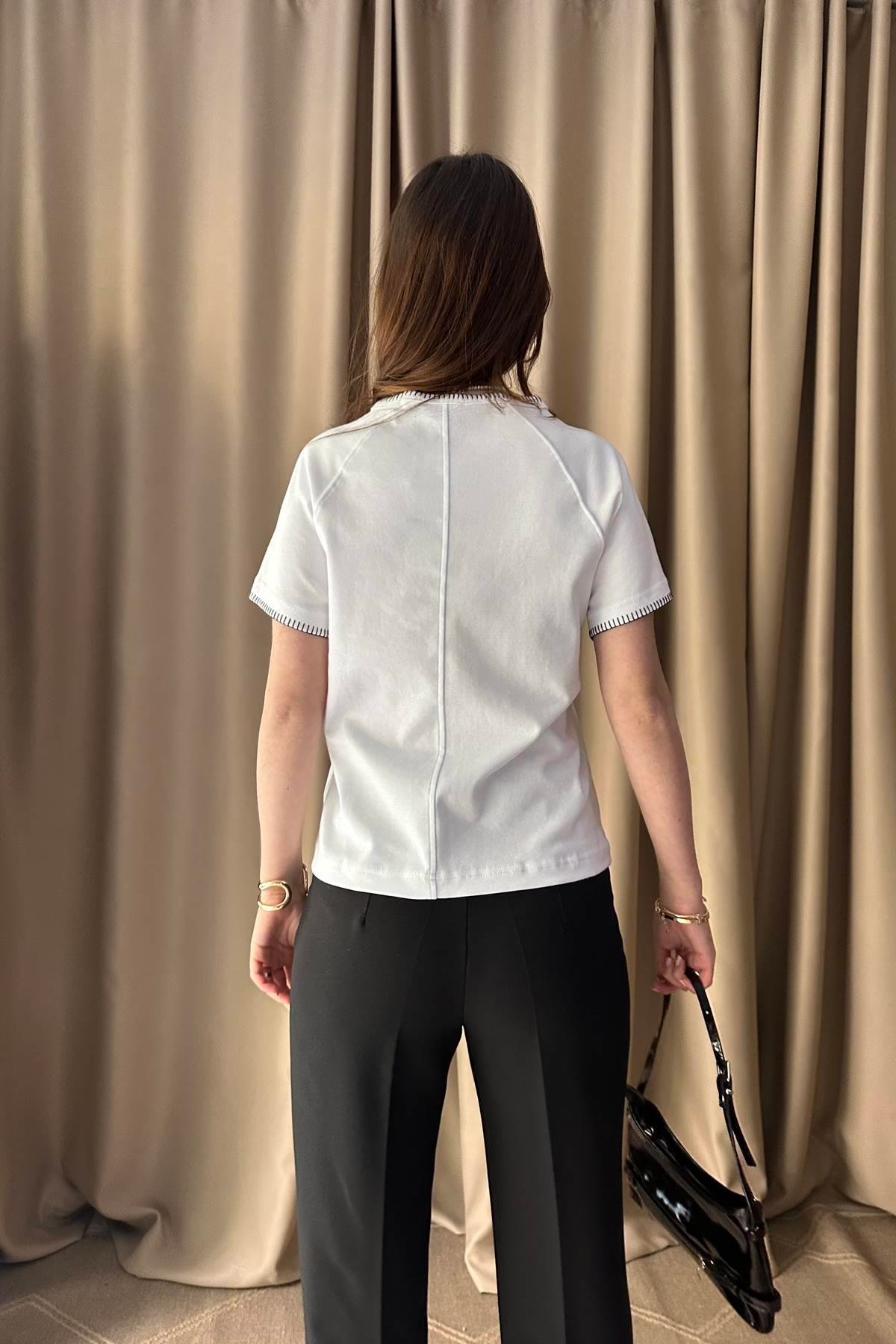 REGLAN KOL KONTTRAST DİKİŞLİ TSHIRT