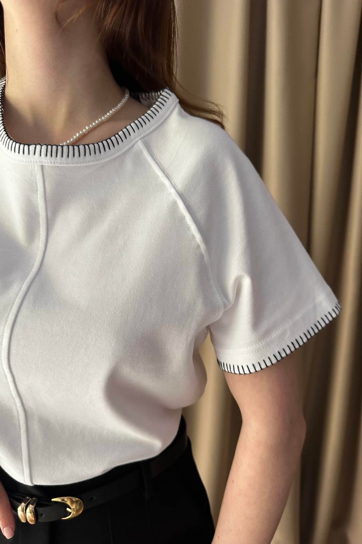 REGLAN KOL KONTTRAST DİKİŞLİ TSHIRT