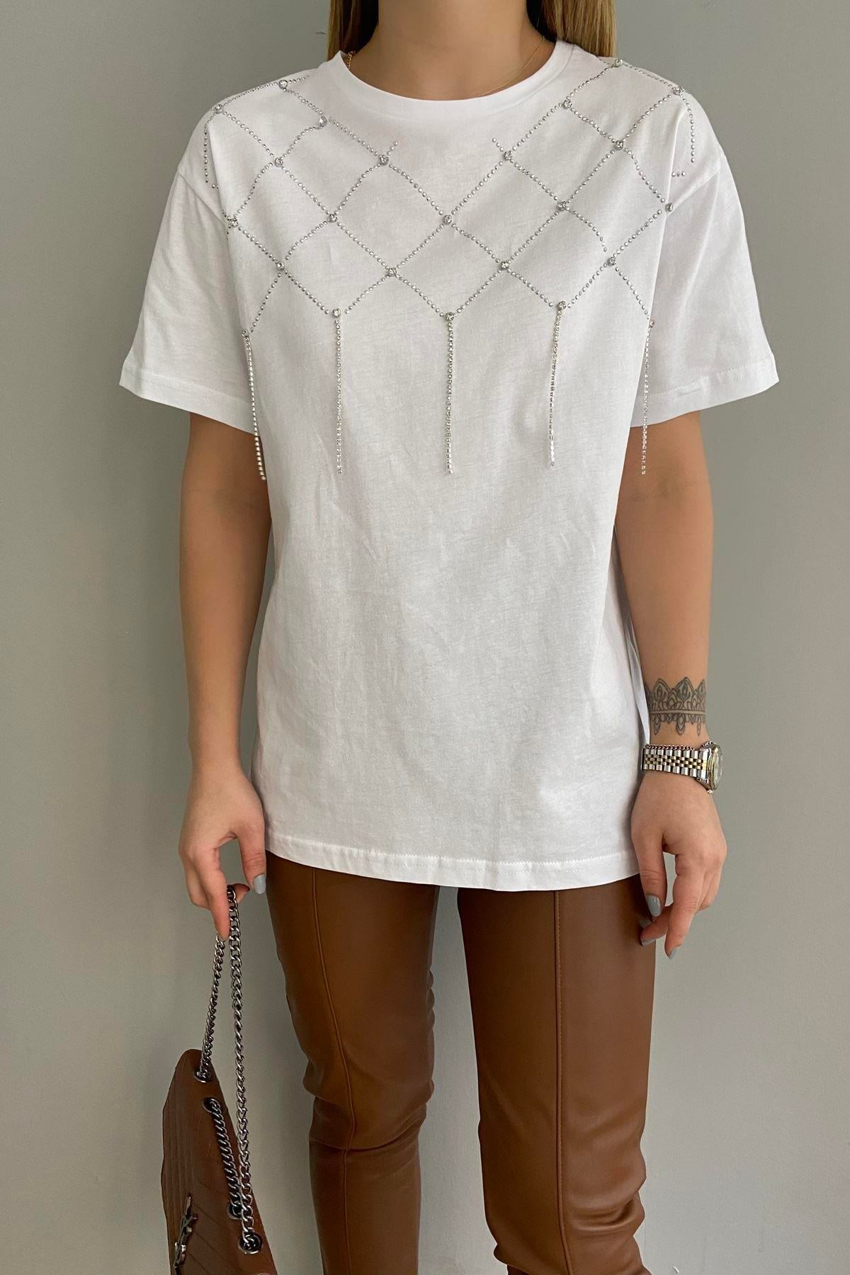 TAŞ DETAYLI TSHIRT