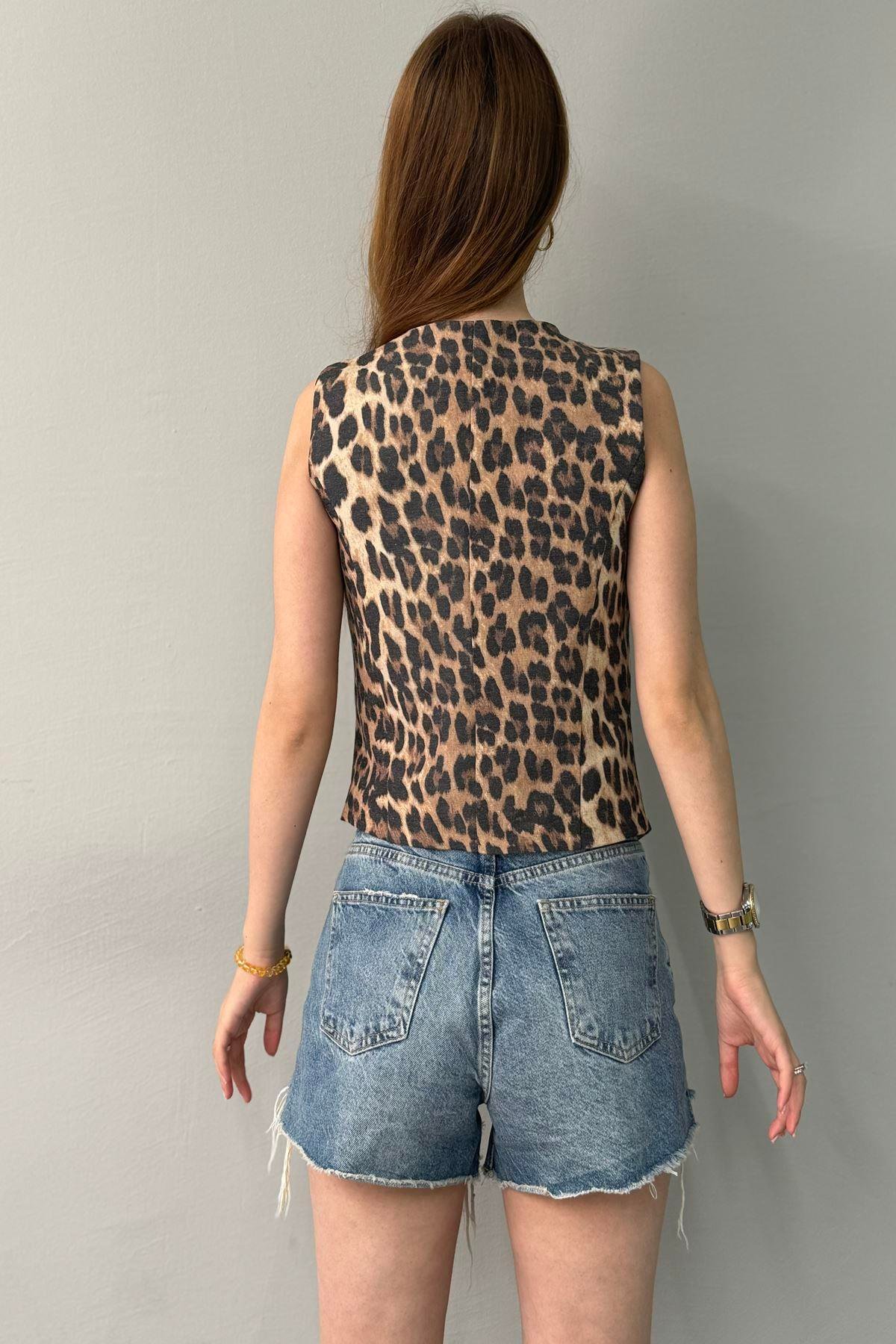 LEOPAR DESEN YELEK