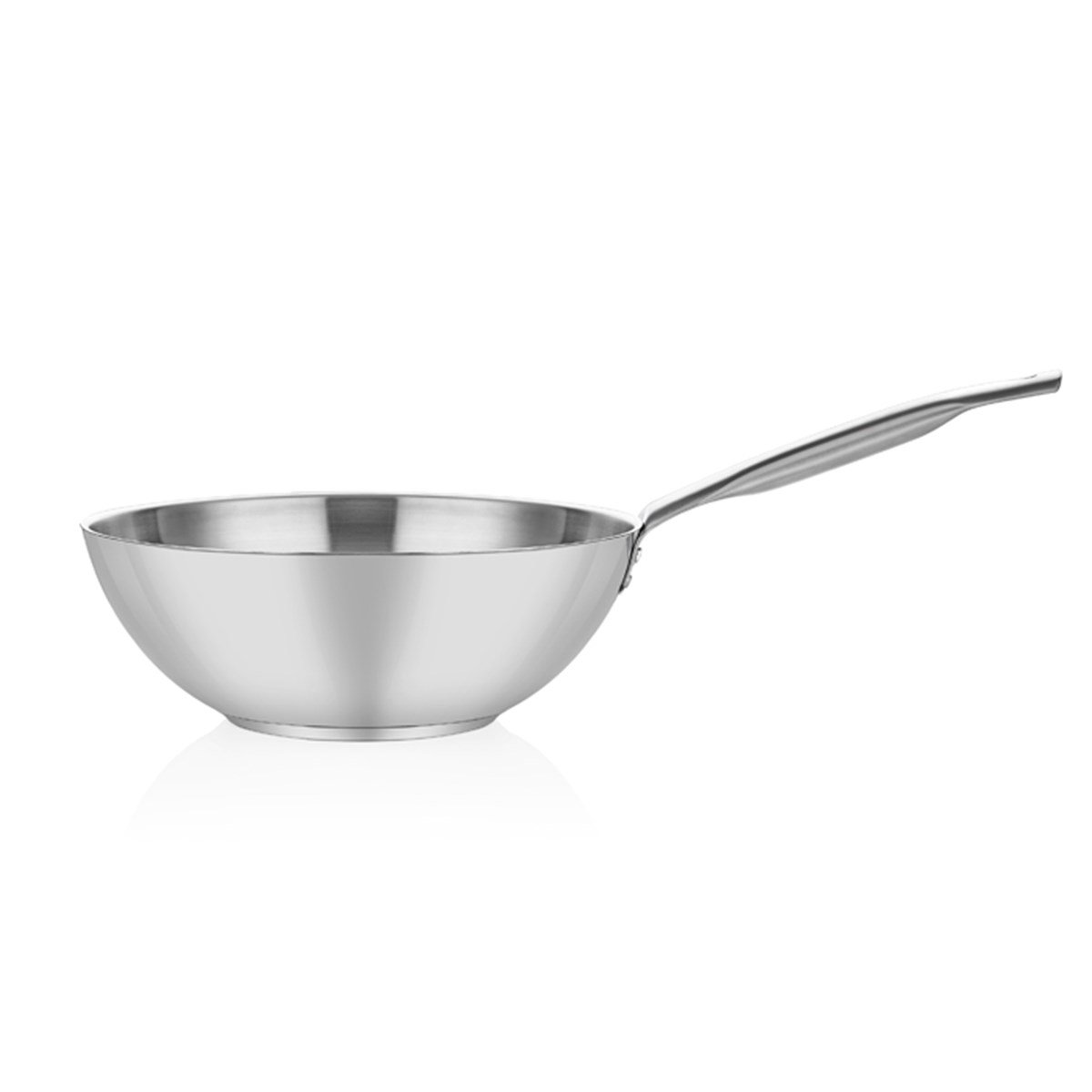 Çelik Wok Tava - Paslanmaz Sap - A 107WK - TABANLI ÇELİK