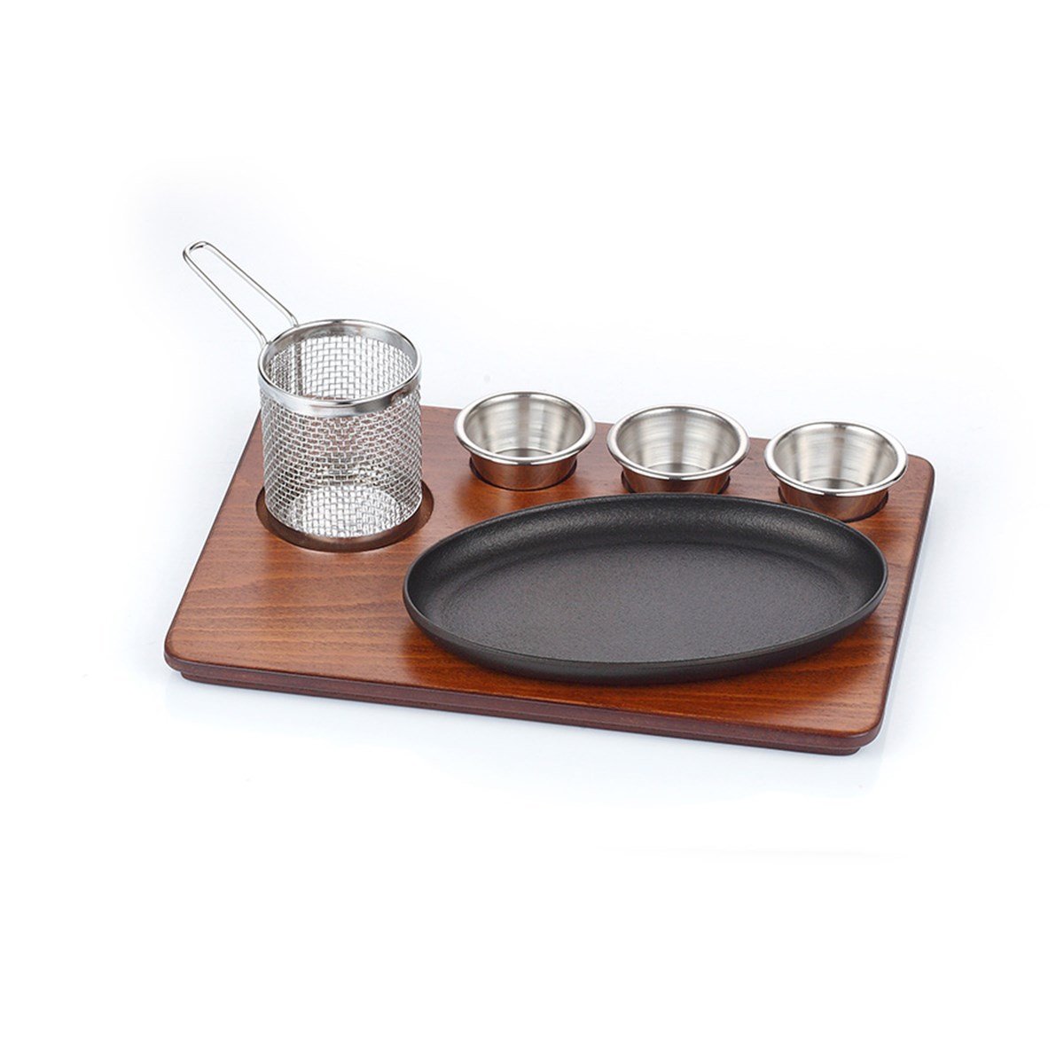 Döküm Demir Oval Fajita Sunum Seti - Mdf - A 153 07 - DÖKÜM DEMİR SUNUM SETLERİ