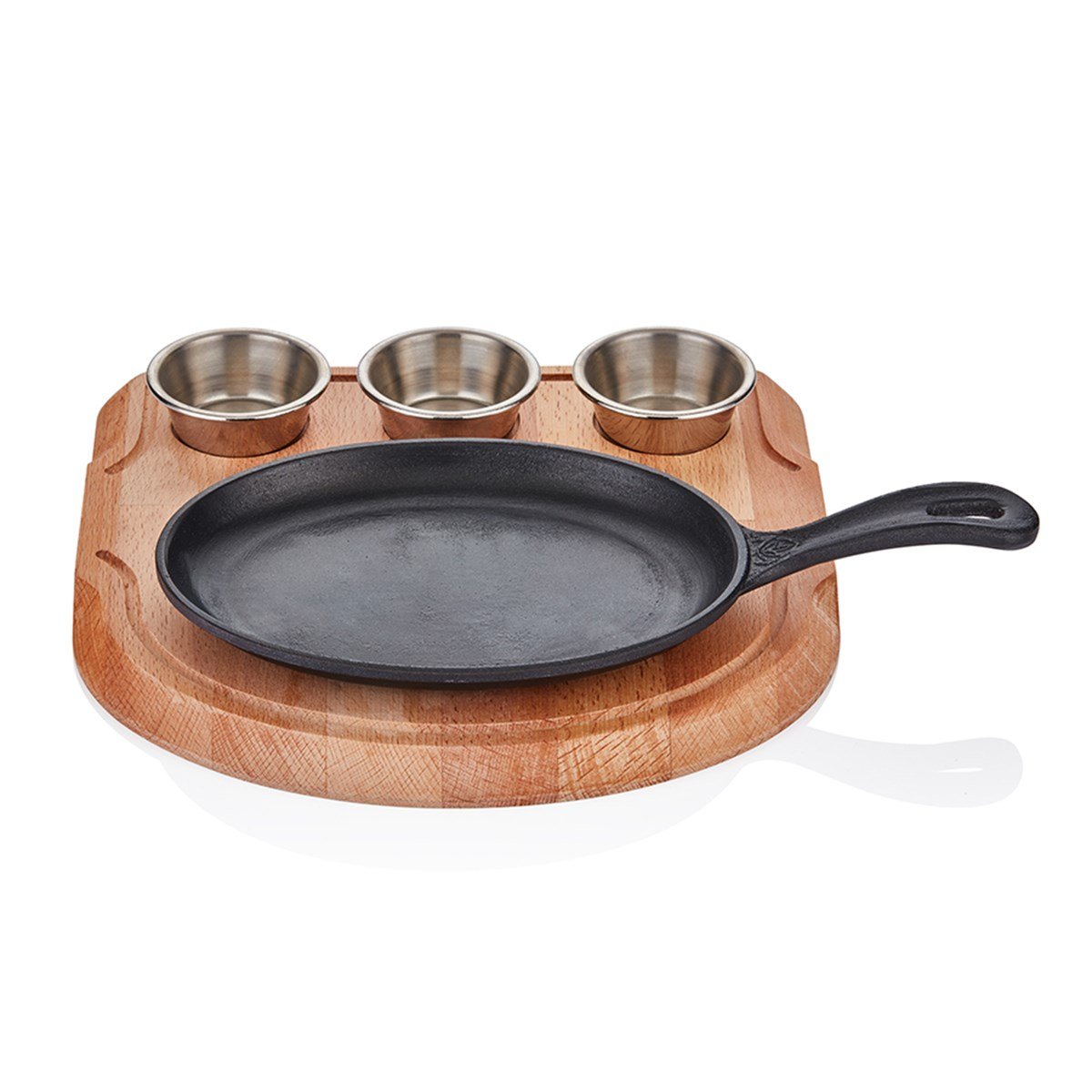 Döküm Demir Oval Saplı Fajita 24*17cm + Sosluklu Nihale - A 120SA 24SA - OVAL SAPLI